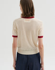 Airy Ringer Tee, Cream & Carmine