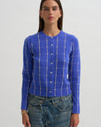 Jane Checker Cardigan, Reservoir & Butter