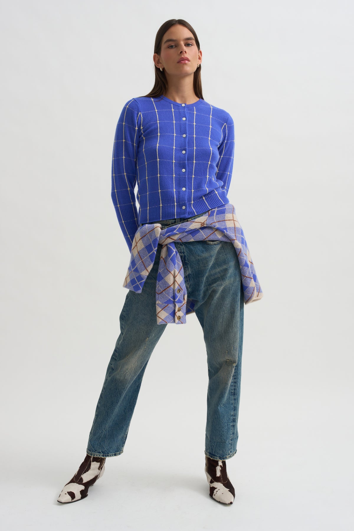 Jane Checker Cardigan, Reservoir &amp; Butter