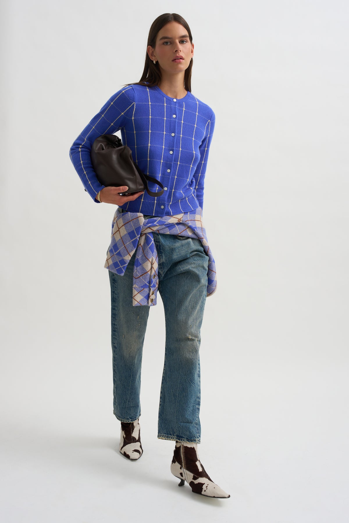 Jane Checker Cardigan, Reservoir &amp; Butter
