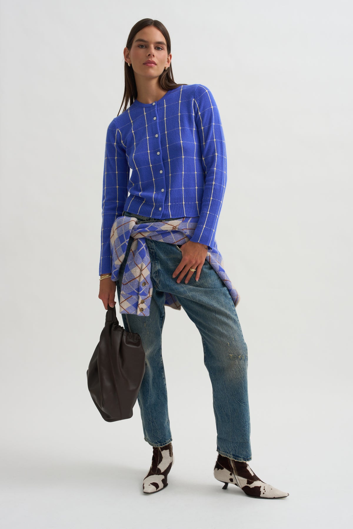 Jane Checker Cardigan, Reservoir &amp; Butter