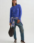 Jane Checker Cardigan, Reservoir & Butter