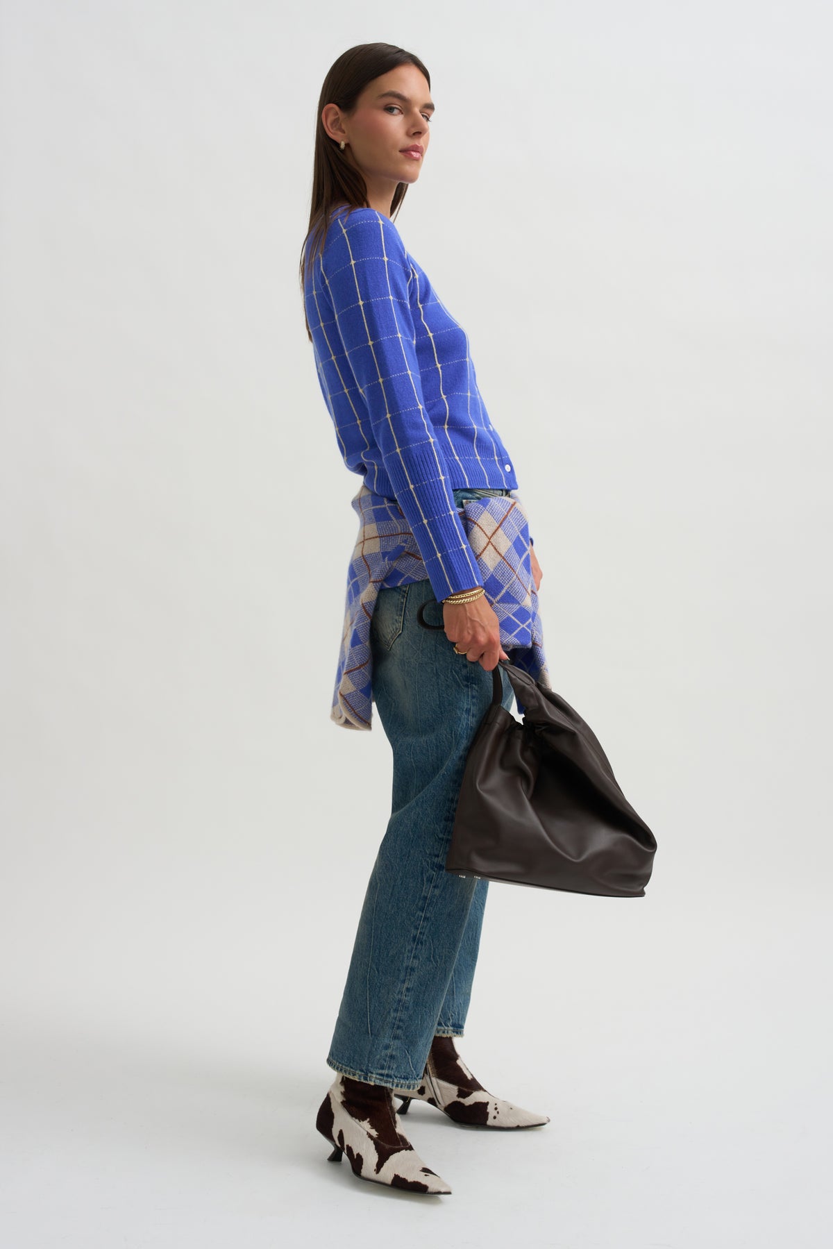 Jane Checker Cardigan, Reservoir &amp; Butter