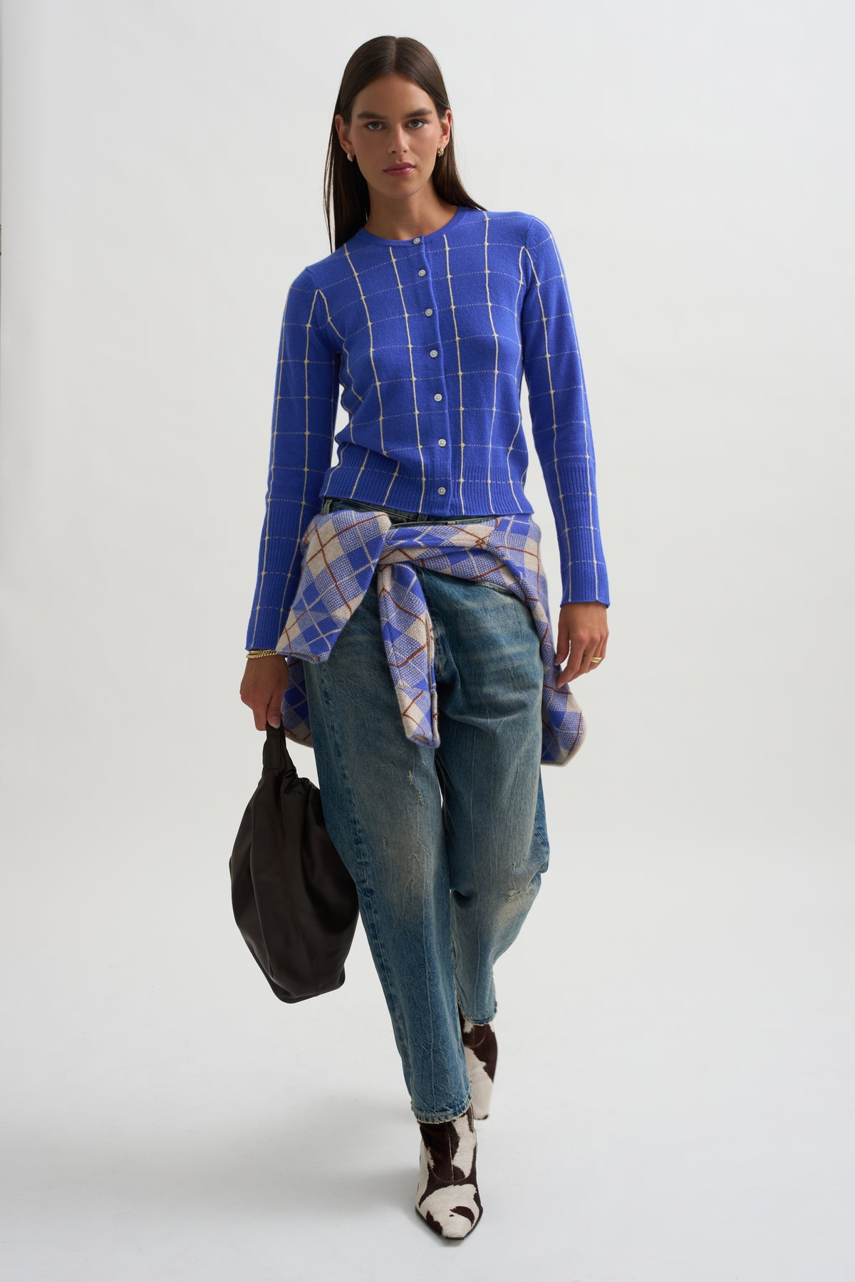 Jane Checker Cardigan, Reservoir &amp; Butter