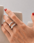 Grande Twin Tusk Ring, Silver
