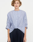 Knot Blouse, White & Navy