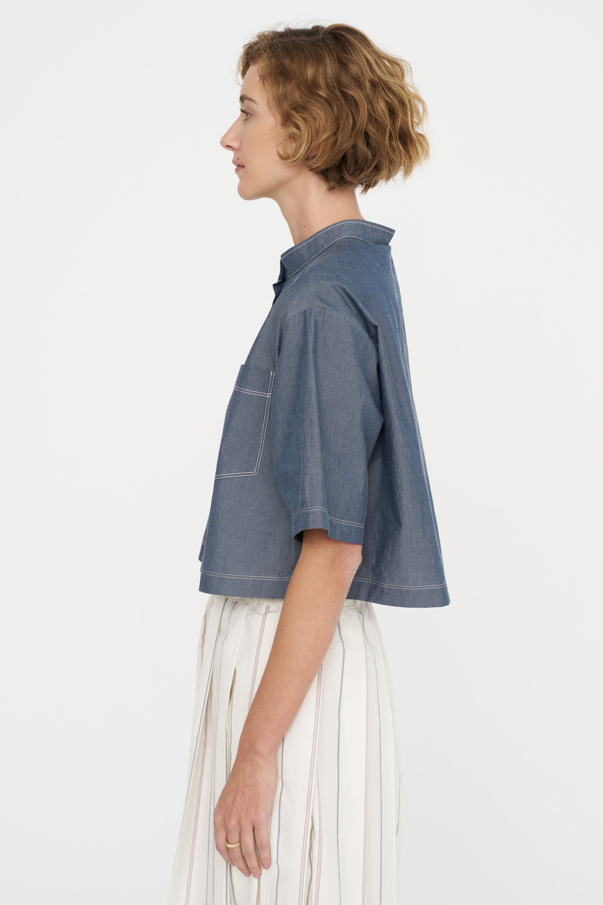 Cropped Mood Shirt, Navy