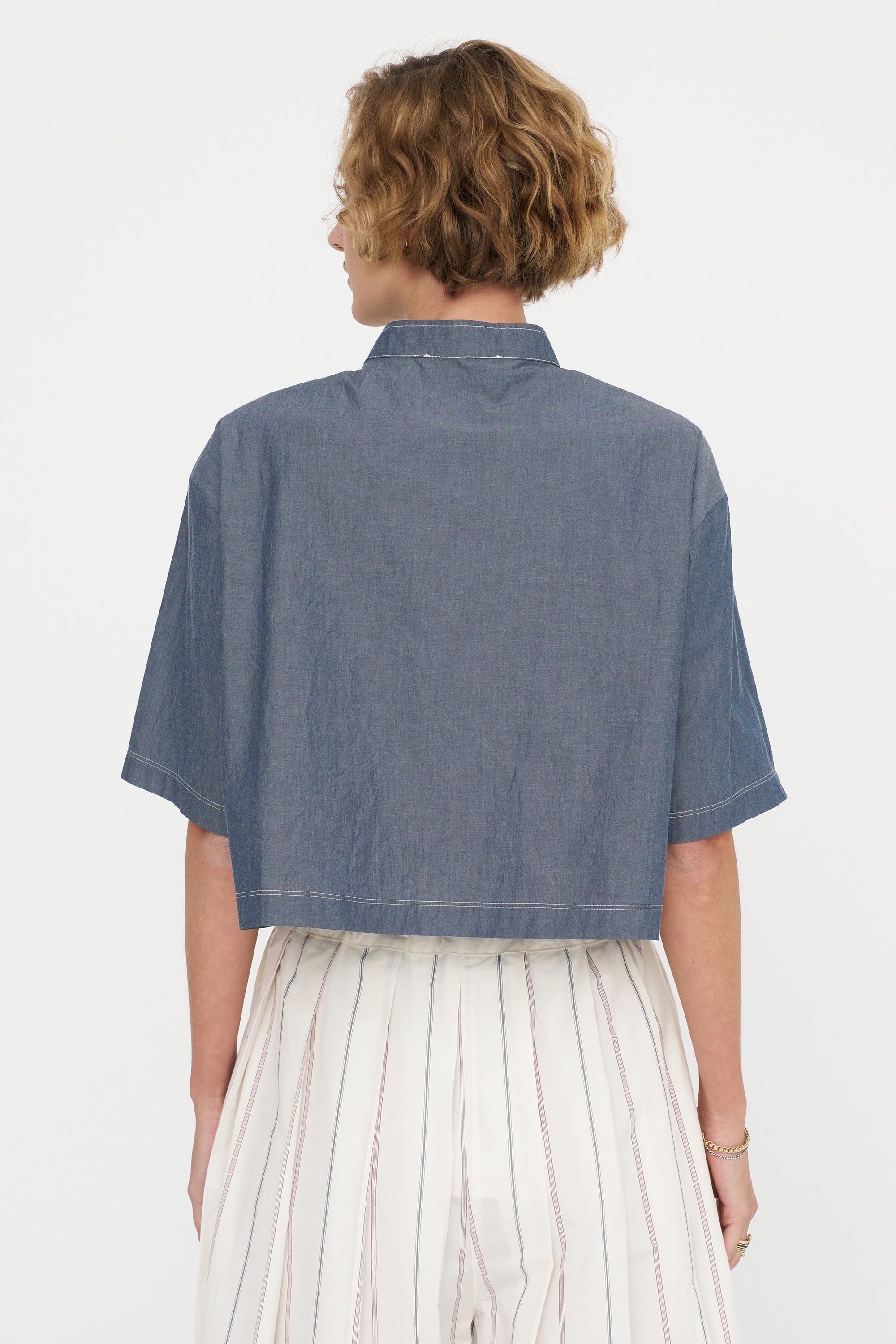 Cropped Mood Shirt, Navy