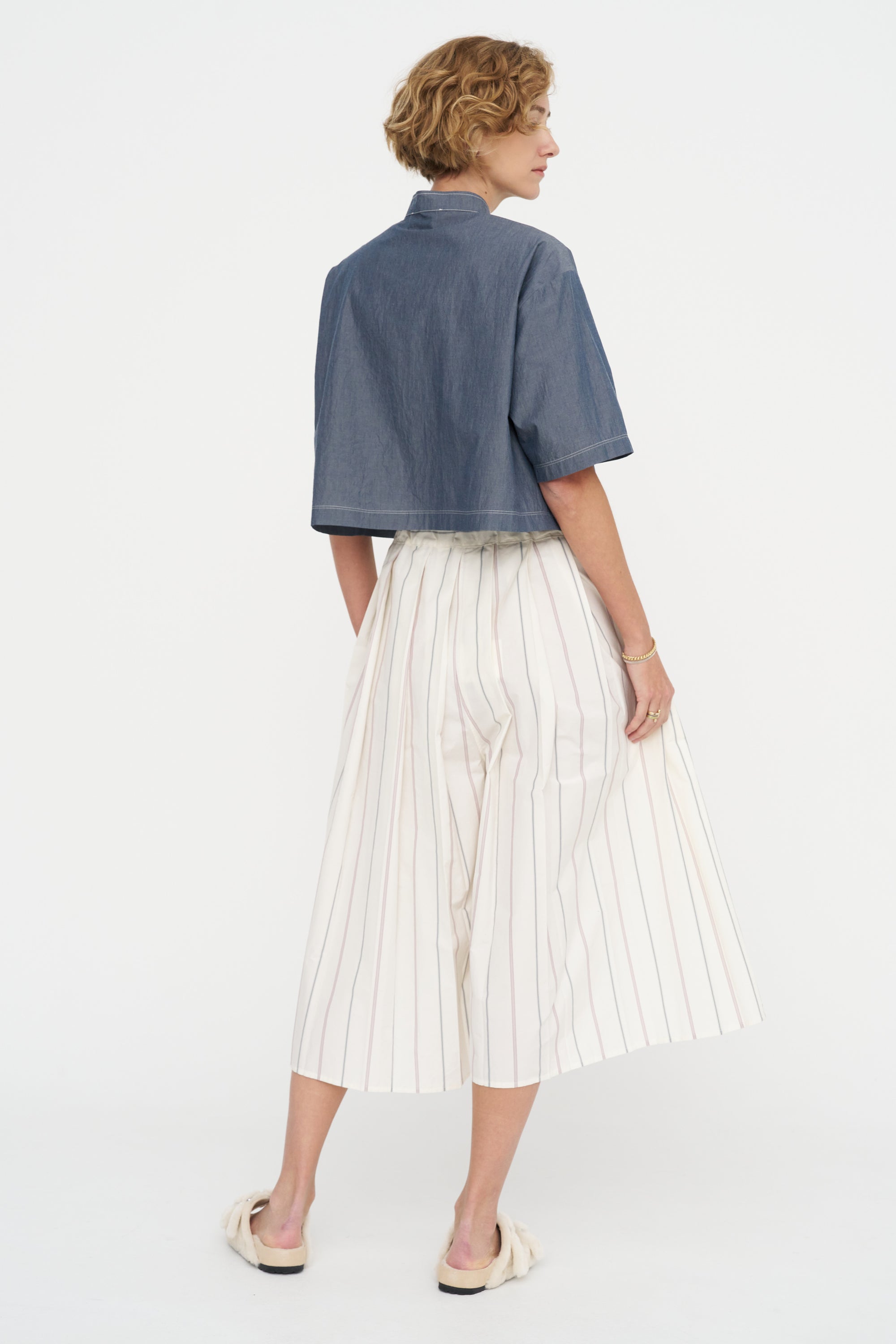 Cropped Mood Shirt, Navy