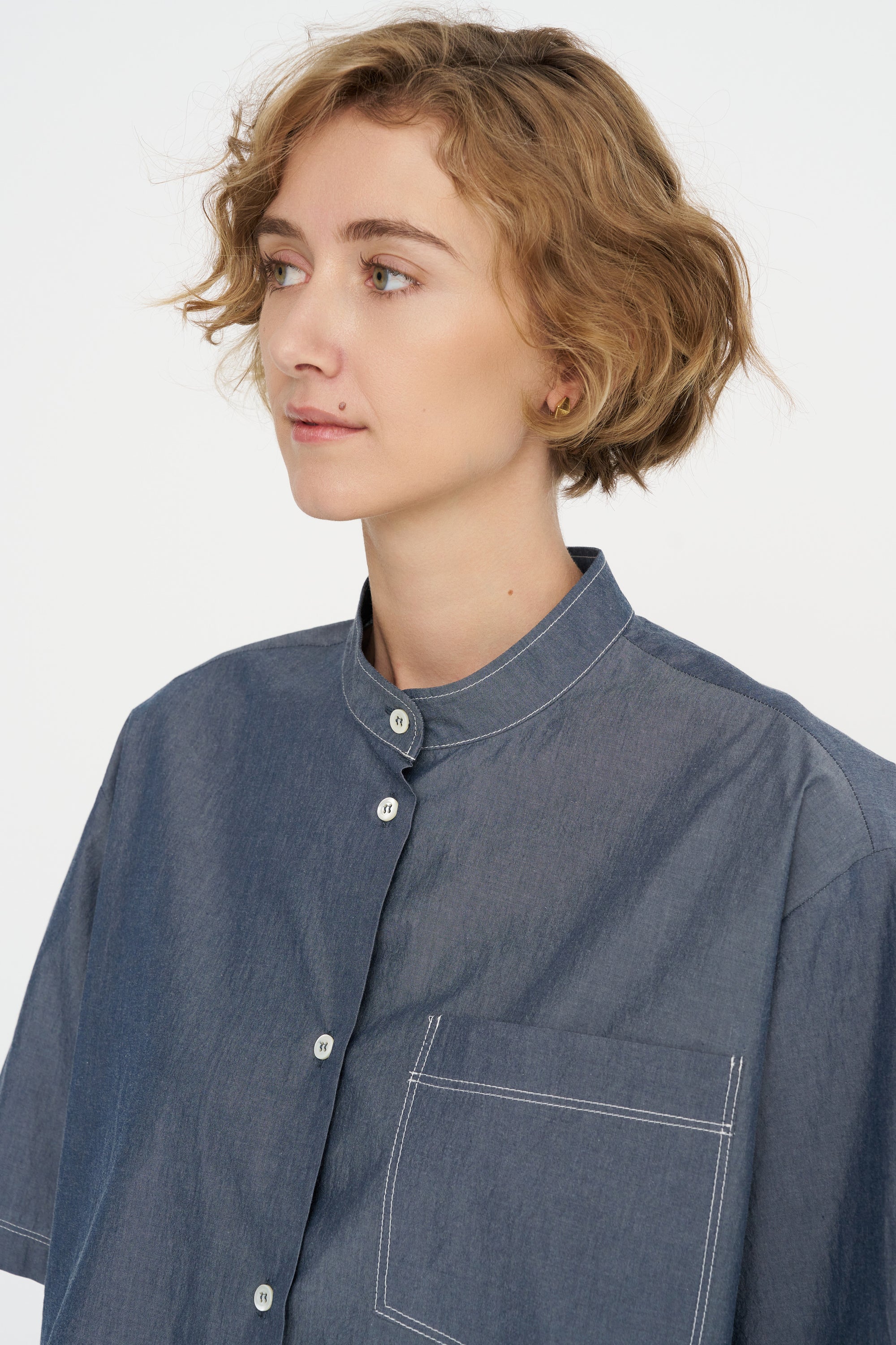 Cropped Mood Shirt, Navy