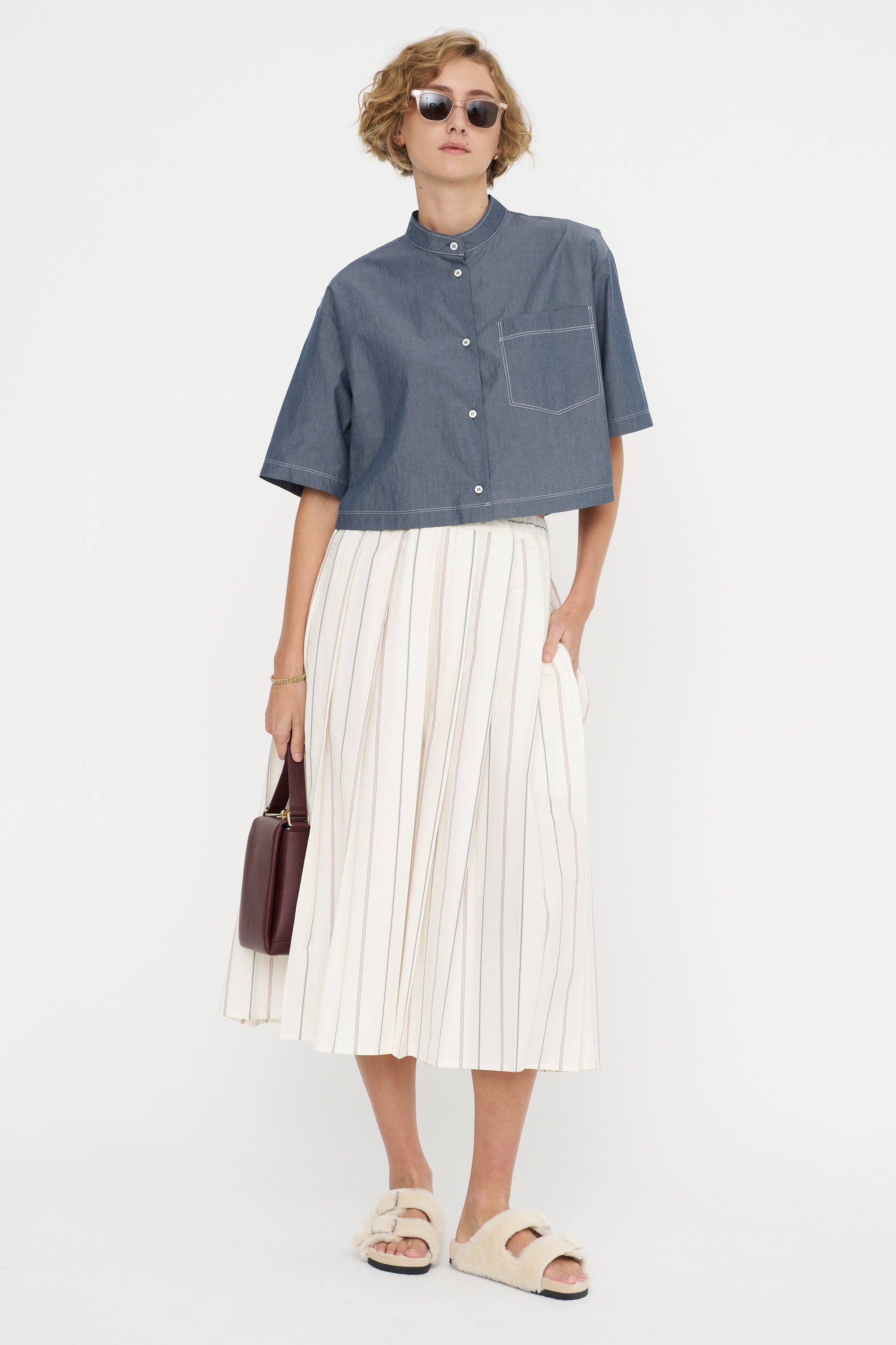 Cropped Mood Shirt, Navy