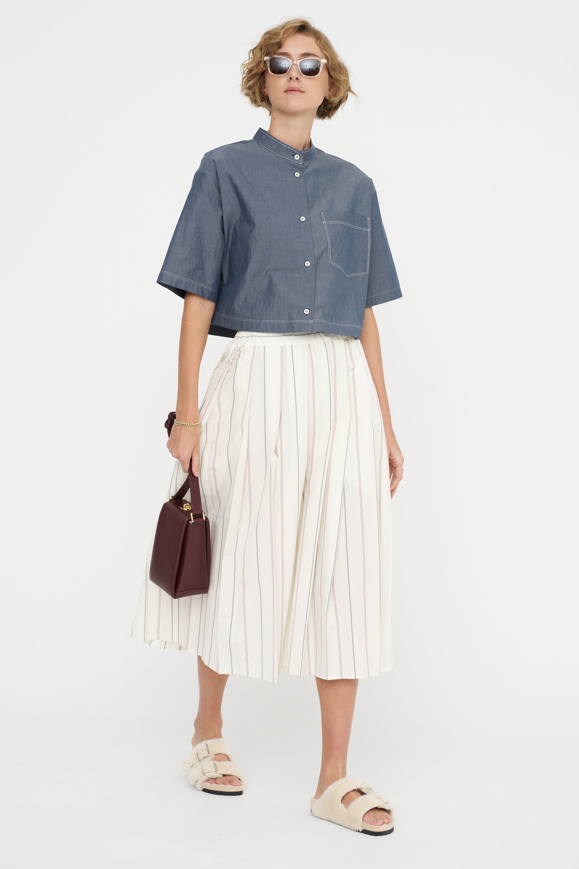 Cropped Mood Shirt, Navy