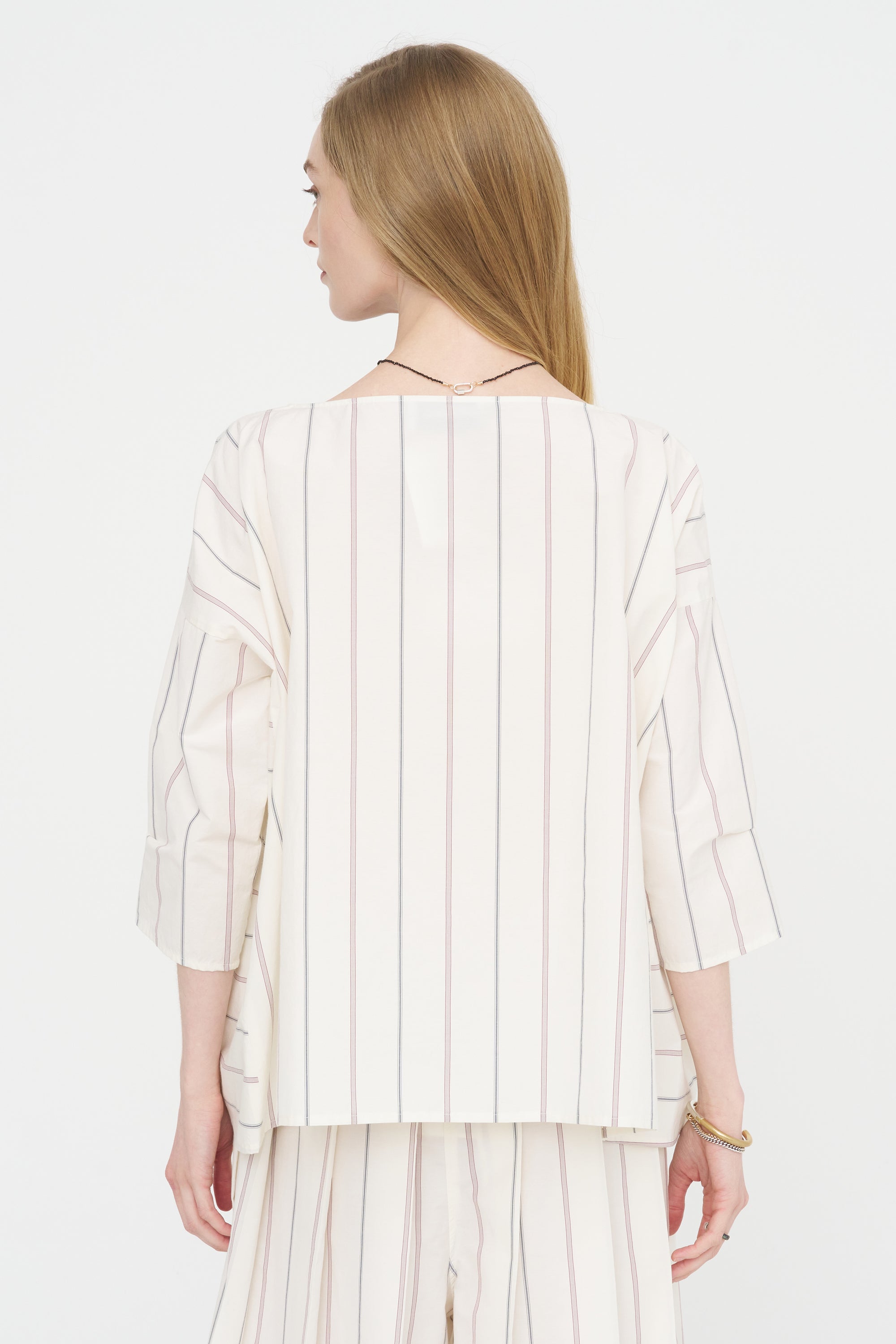 Casual Blouse, Ivory &amp; Navy