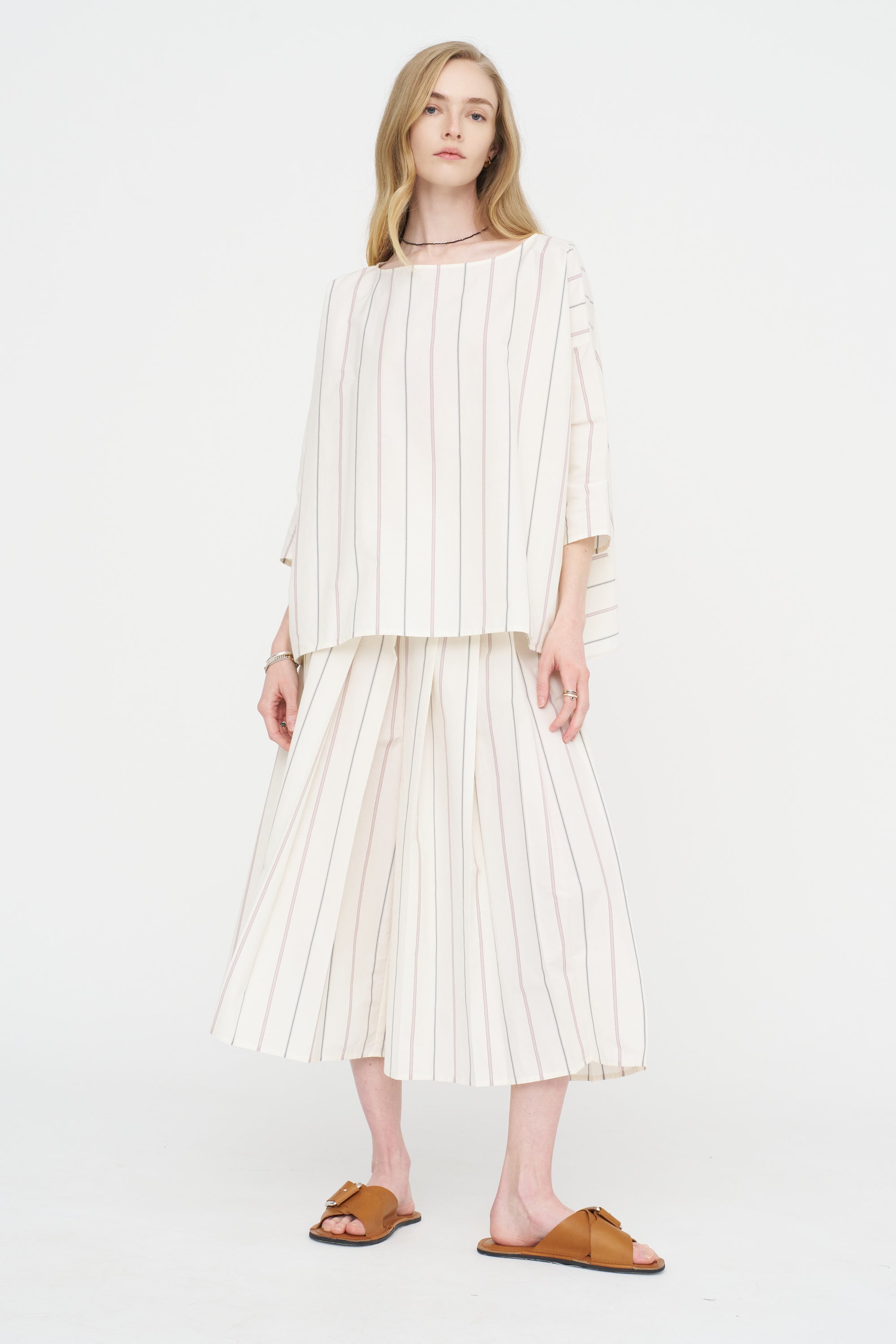 Casual Blouse, Ivory &amp; Navy