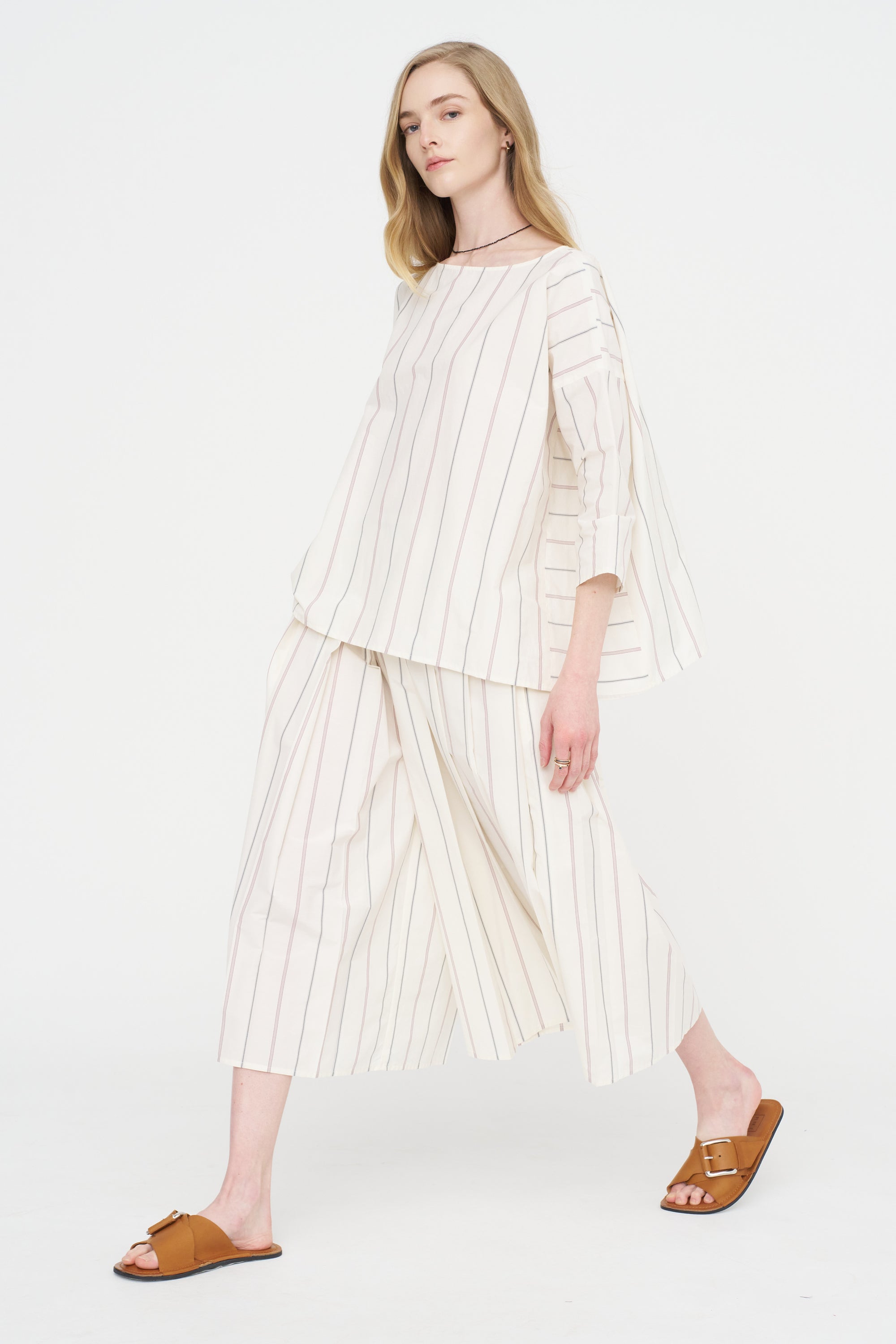 Casual Blouse, Ivory &amp; Navy