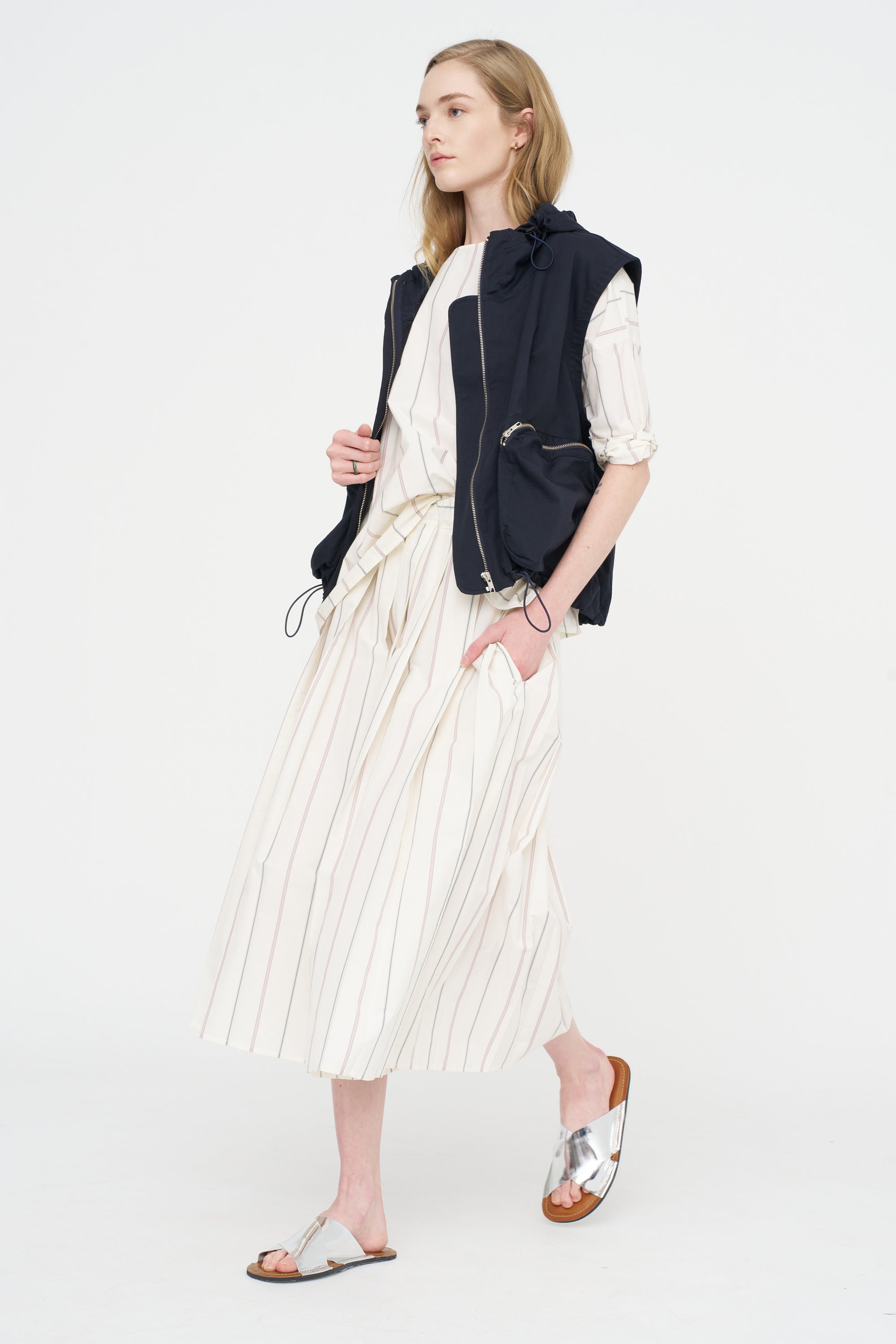 Casual Blouse, Ivory &amp; Navy