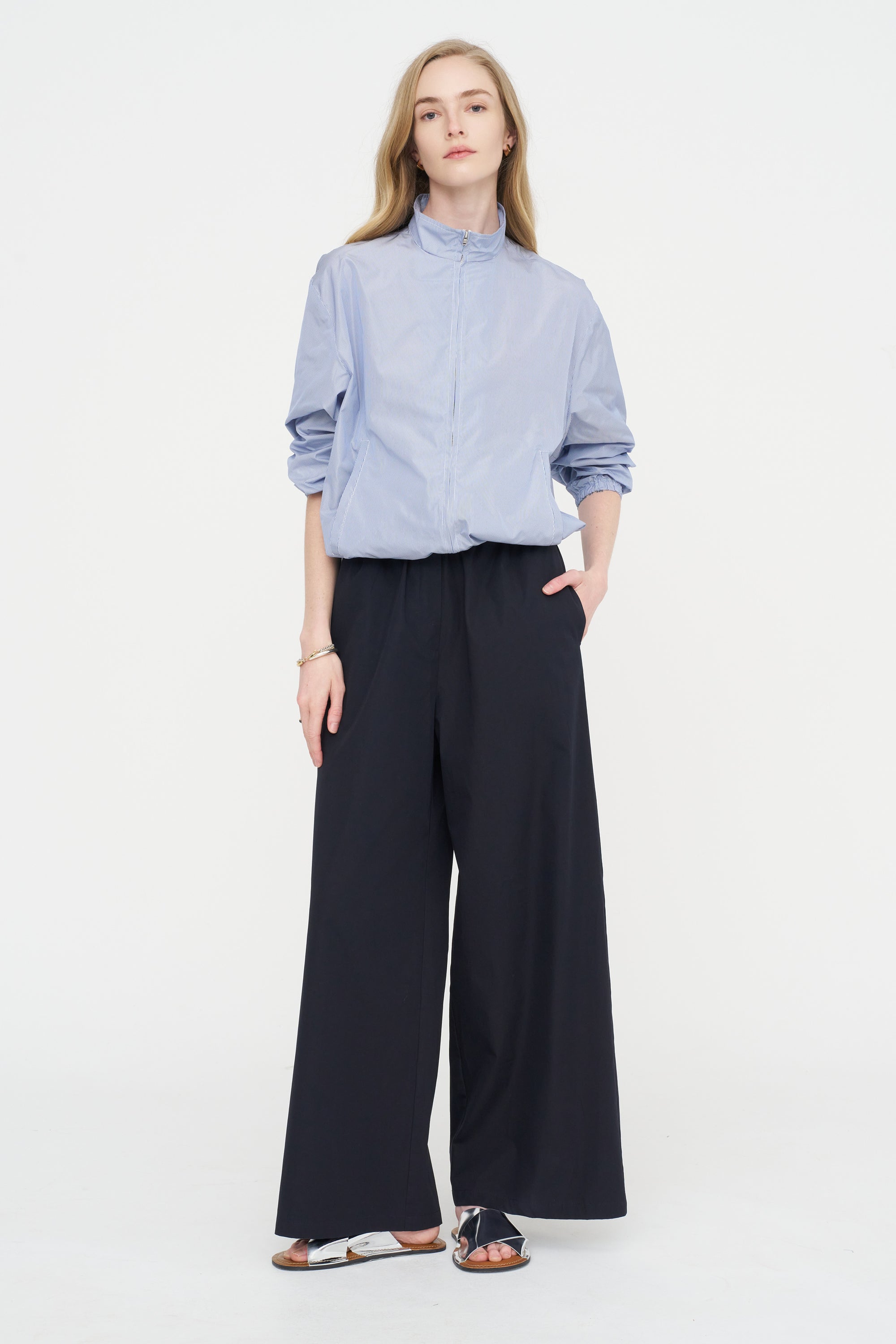 Casual Jacket, White &amp; Navy