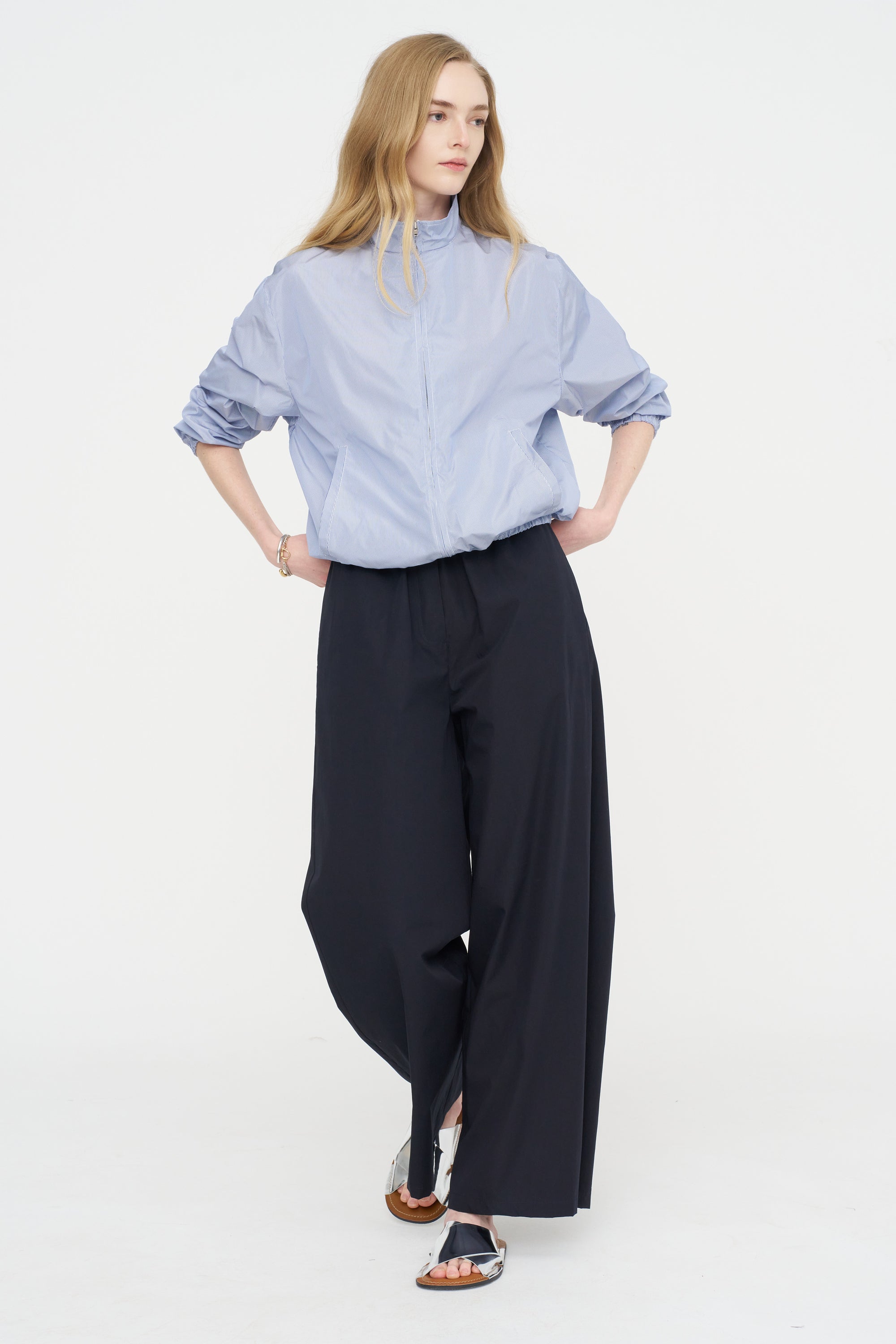 Casual Jacket, White &amp; Navy