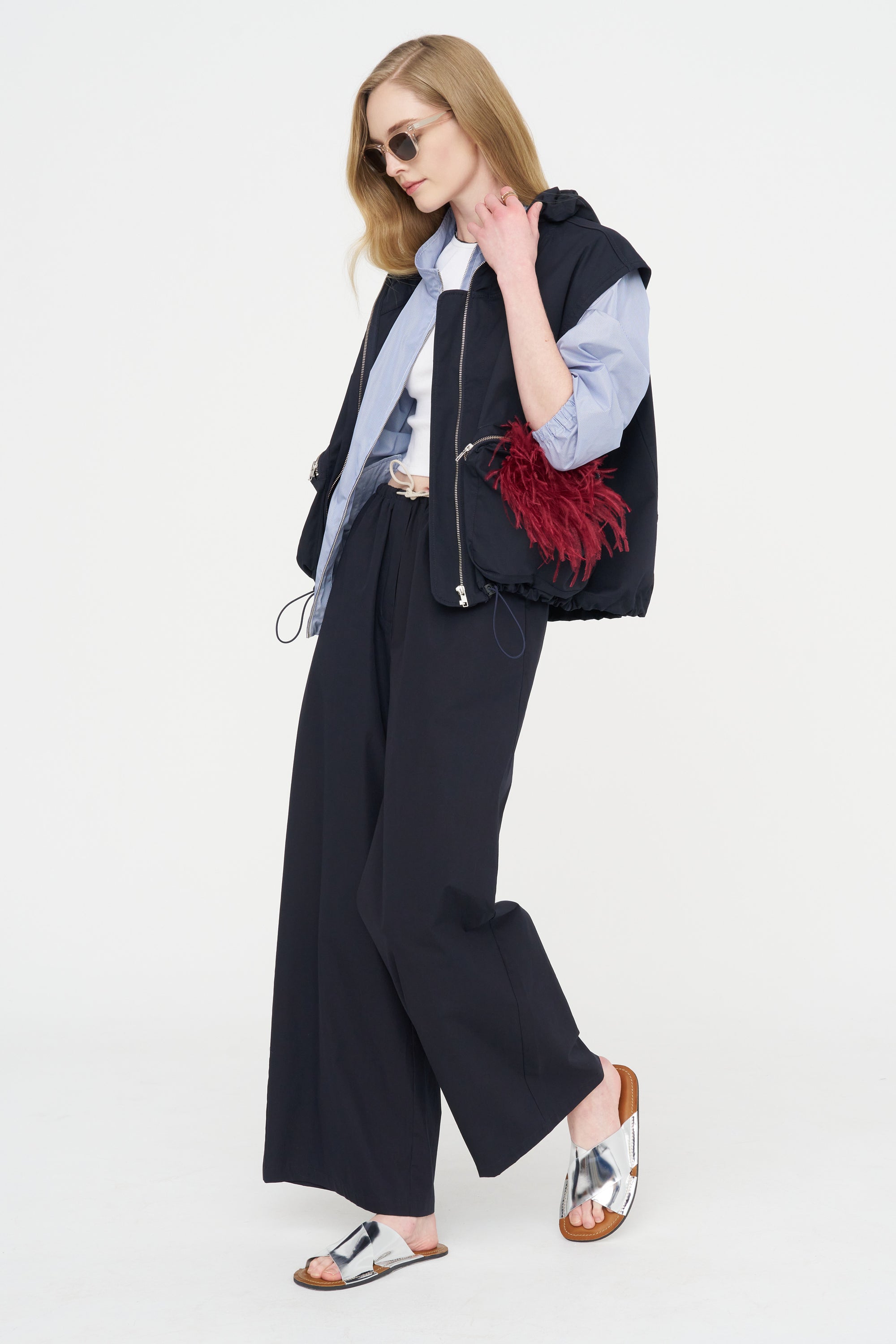 Casual Jacket, White &amp; Navy