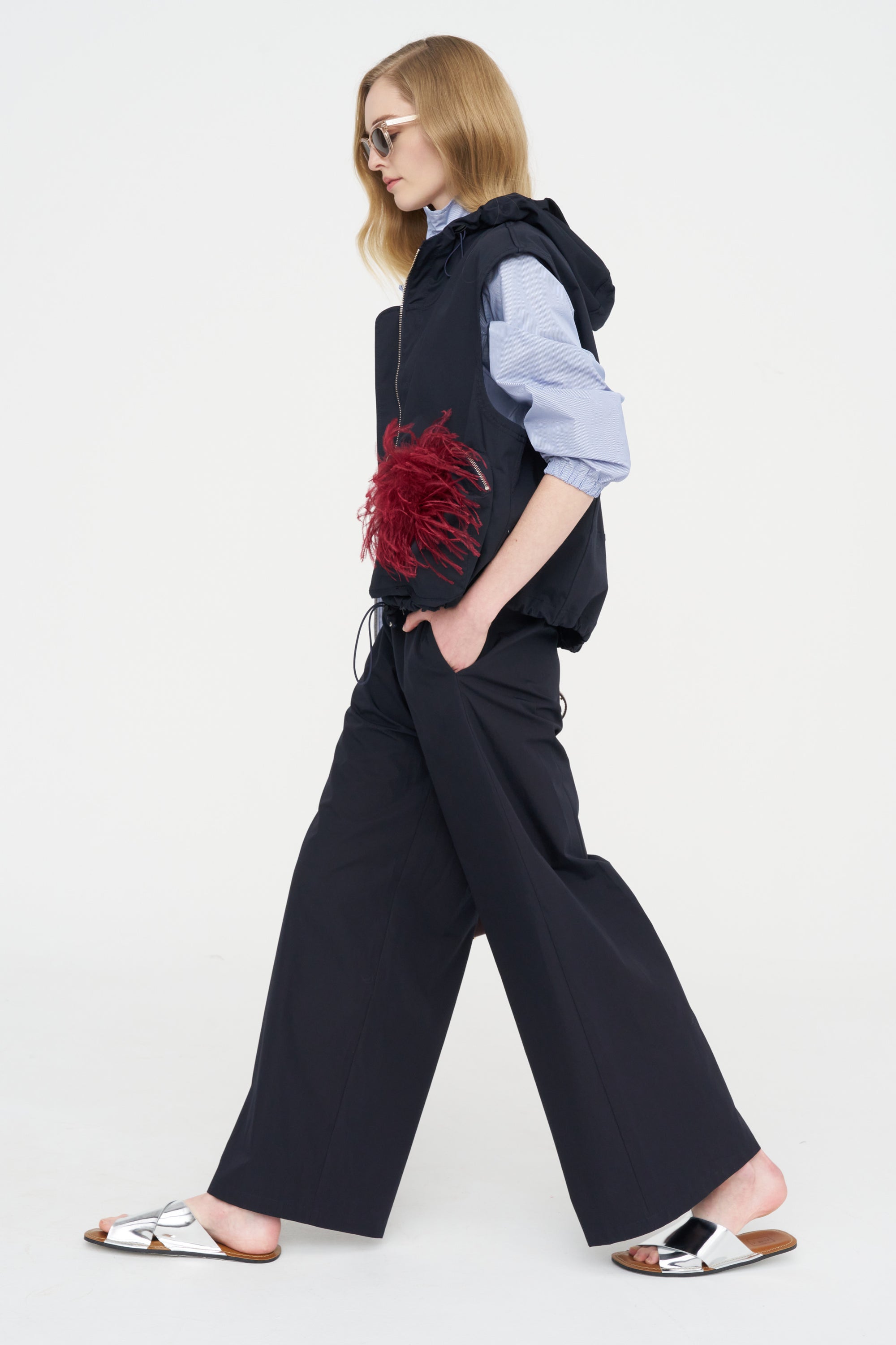 Casual Jacket, White &amp; Navy