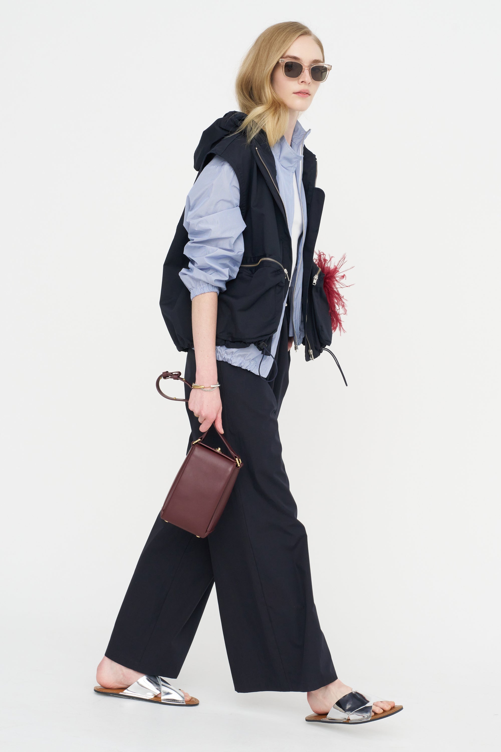 Casual Jacket, White &amp; Navy