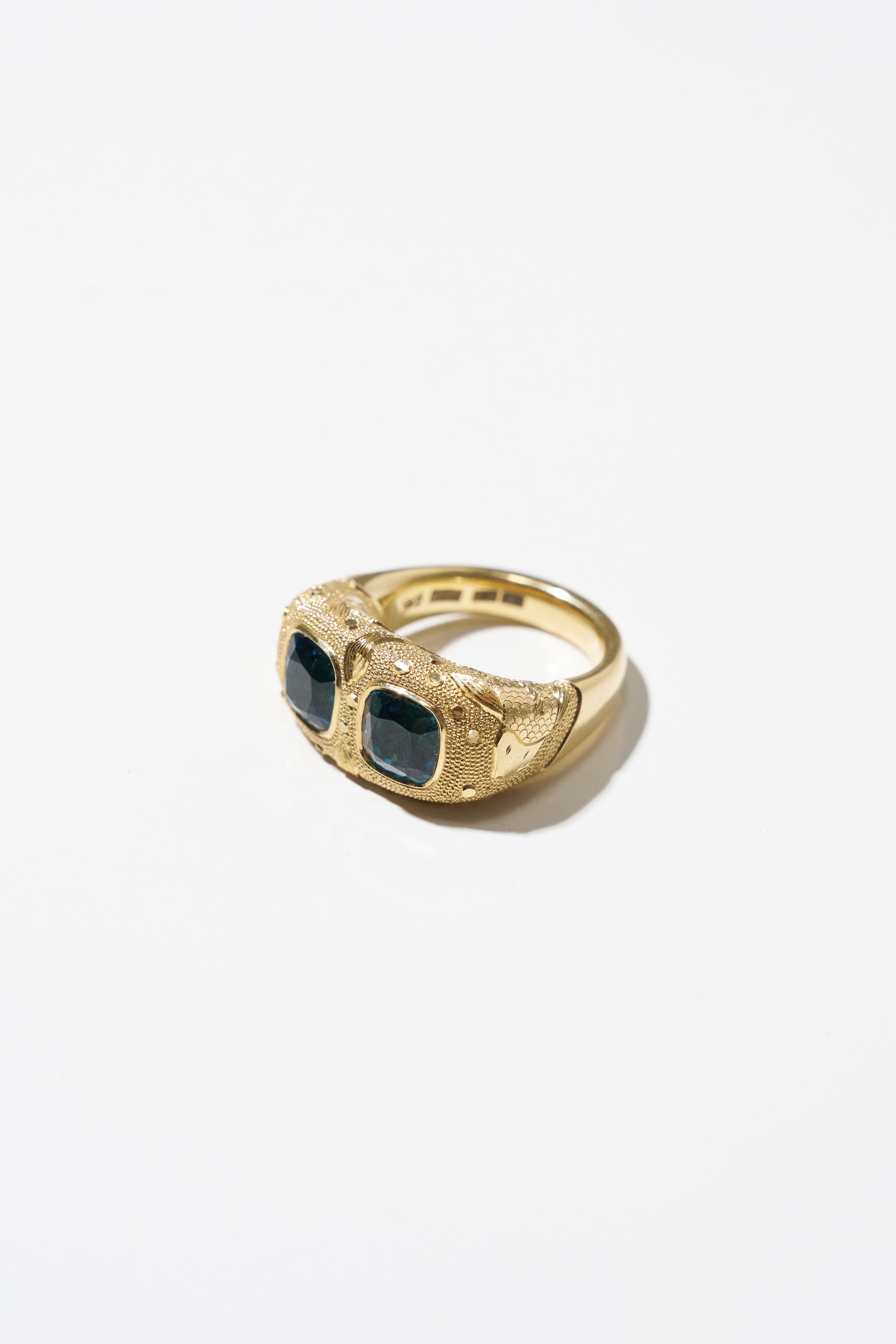 Ooak Tourmaline Ring - Fish, Yellow Gold
