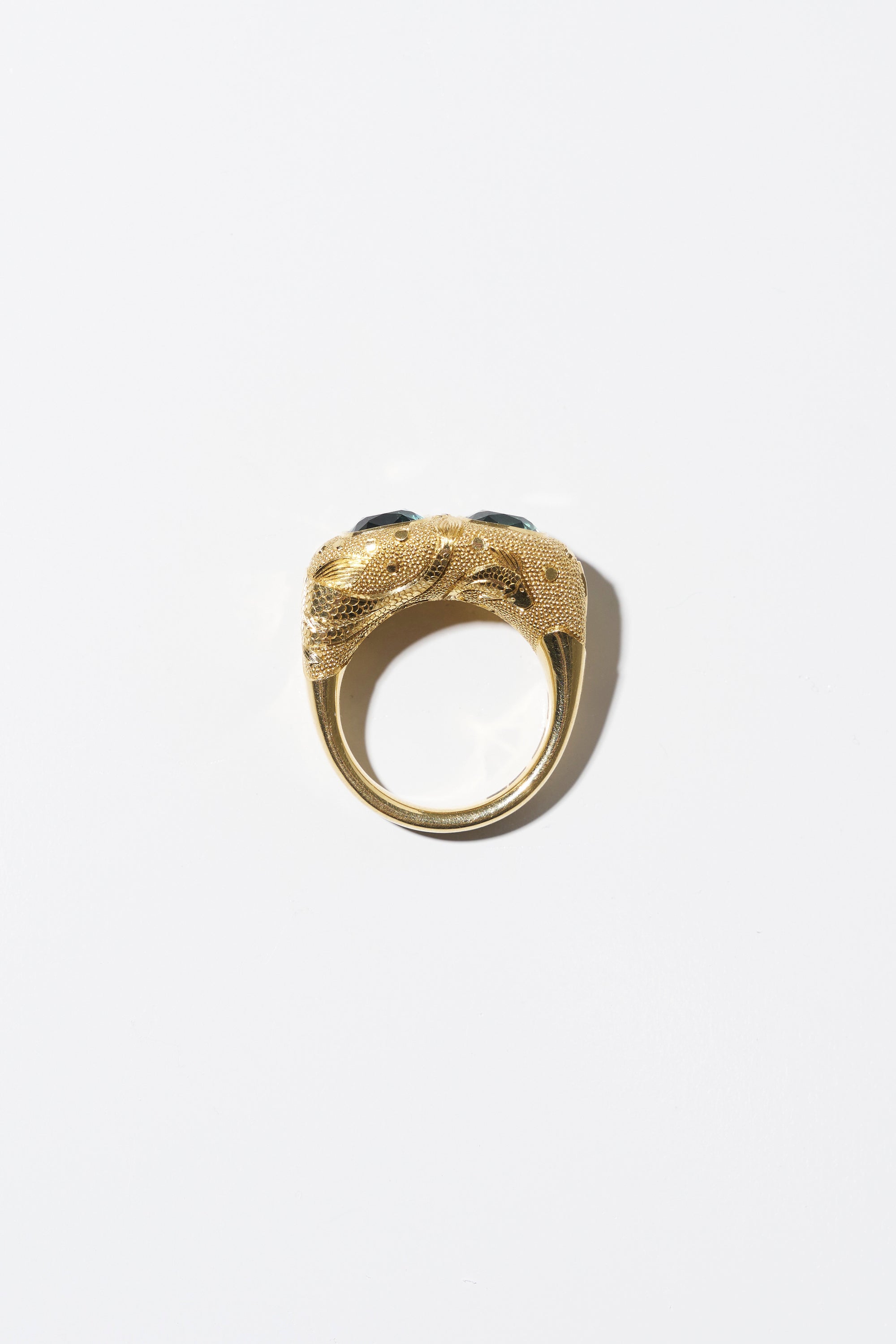 Ooak Tourmaline Ring - Fish, Yellow Gold
