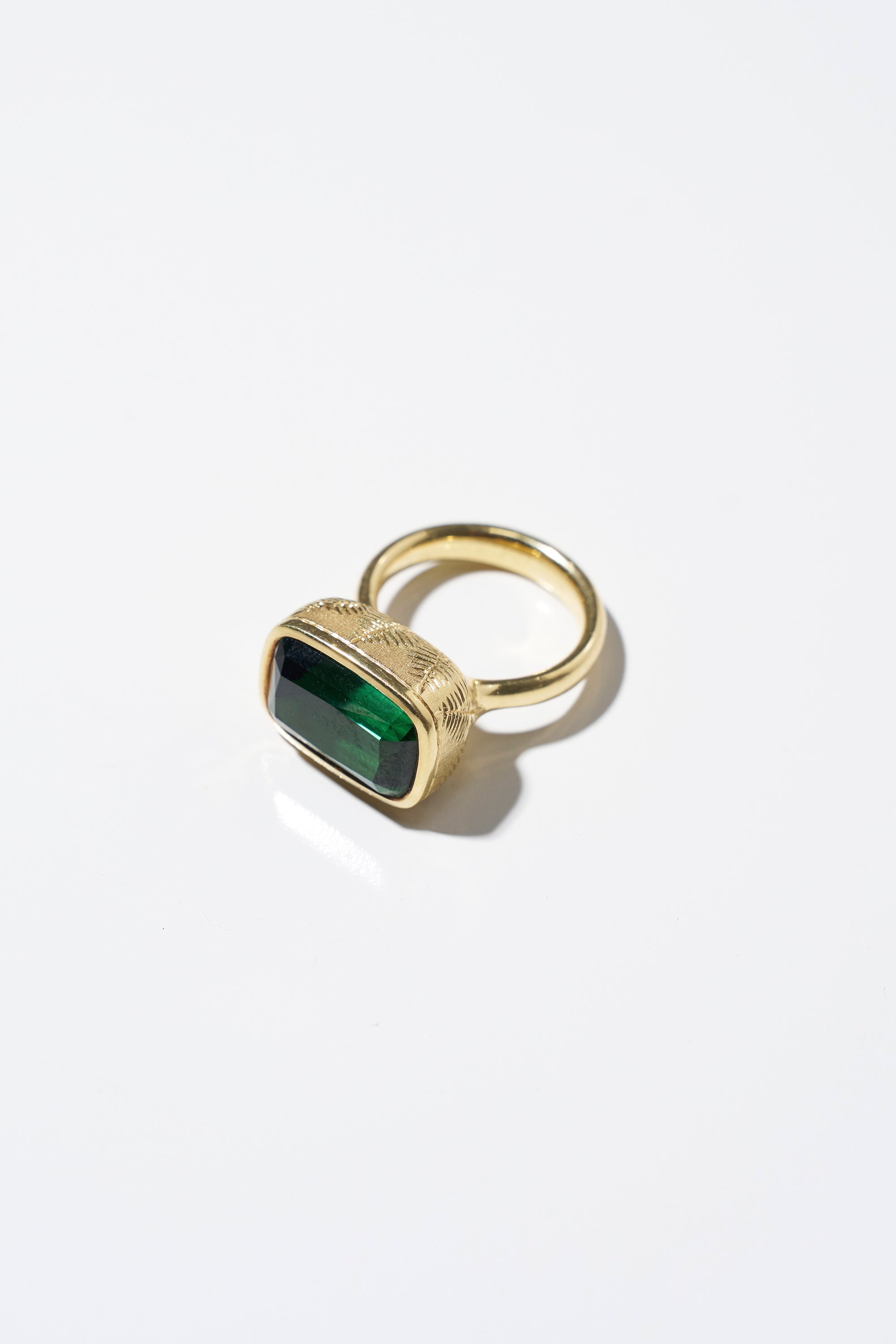 Ooak Tourmaline Ring - Fern, Yellow Gold