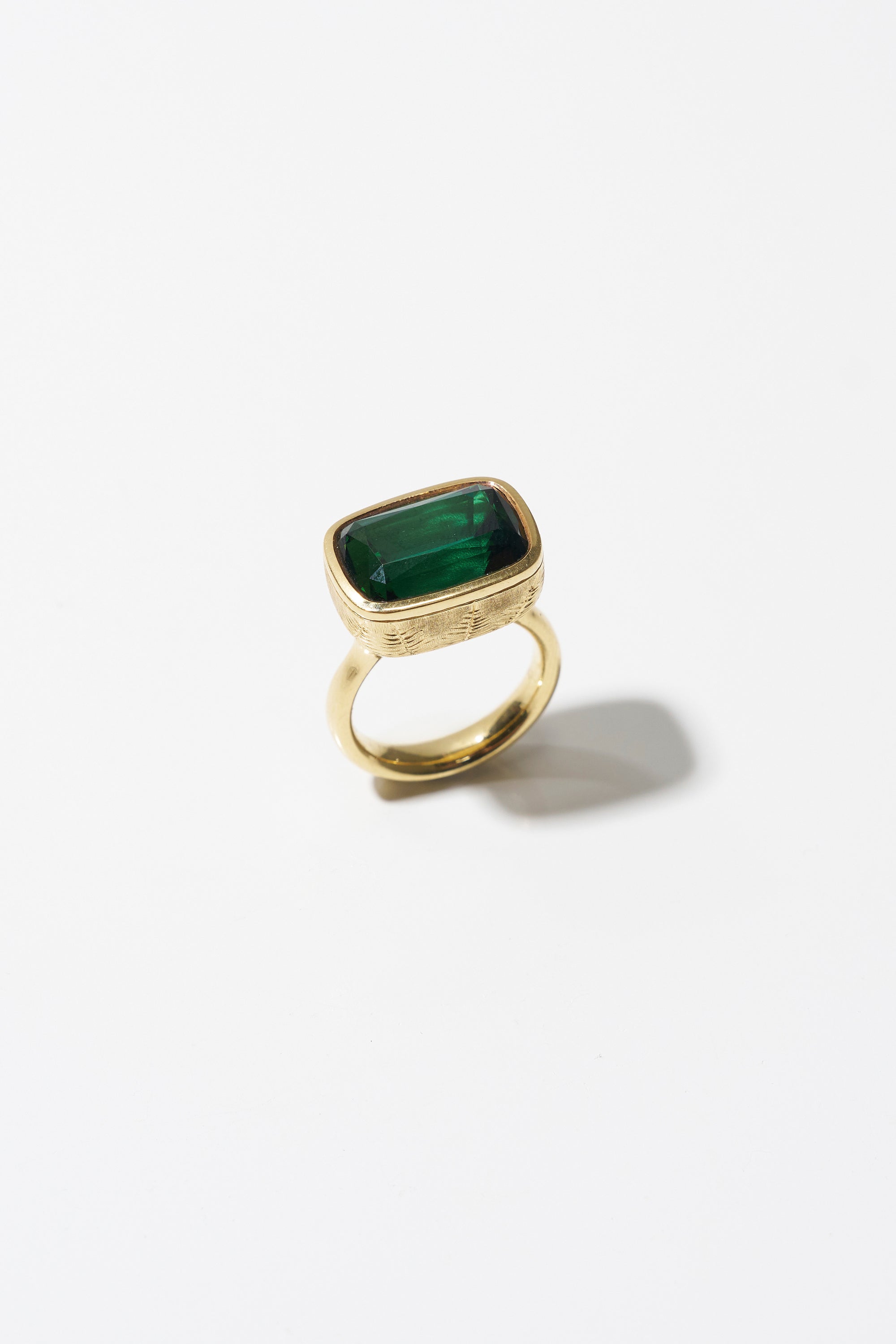 Ooak Tourmaline Ring - Fern, Yellow Gold