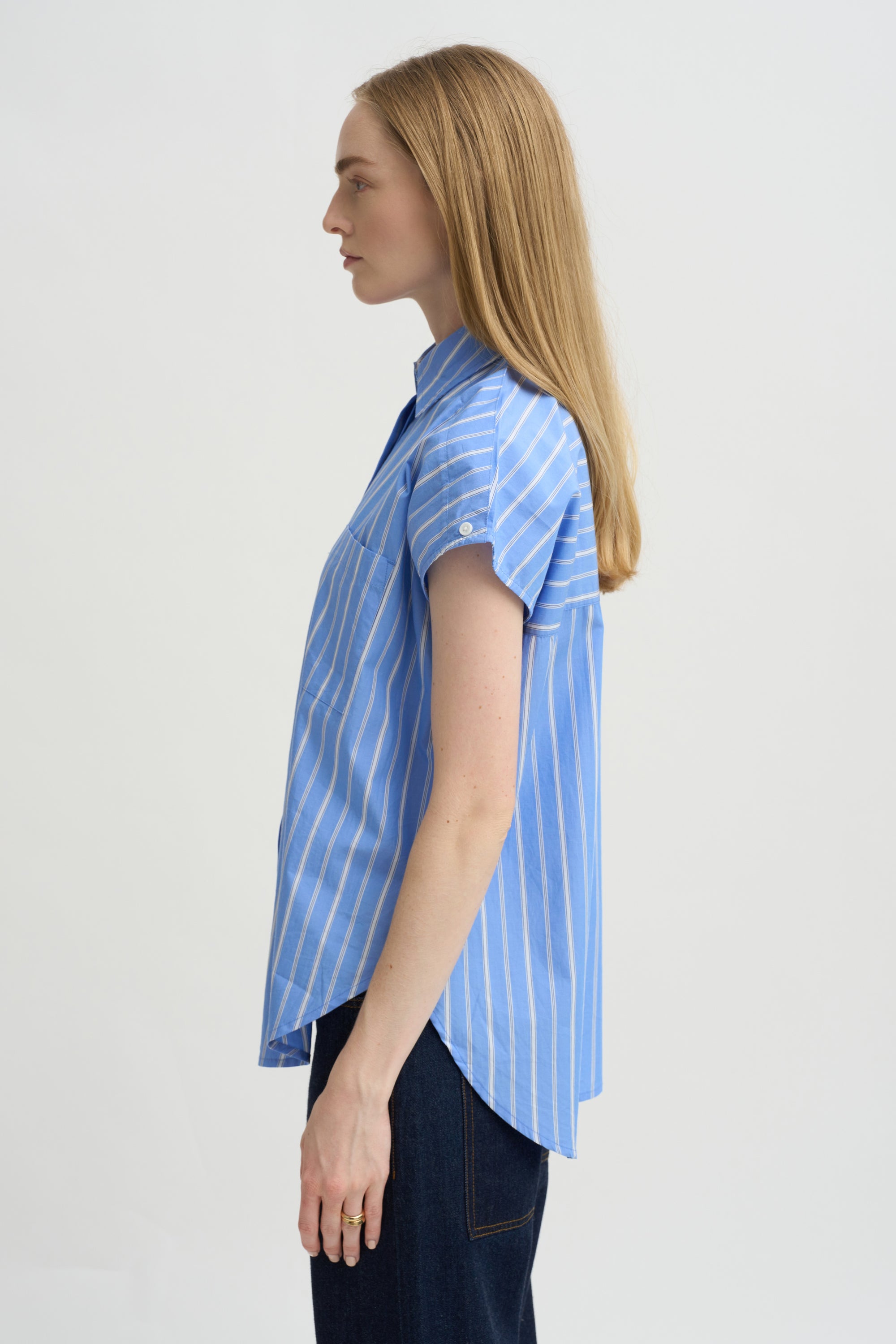 Woven Cap Sleeve, Blue Multi