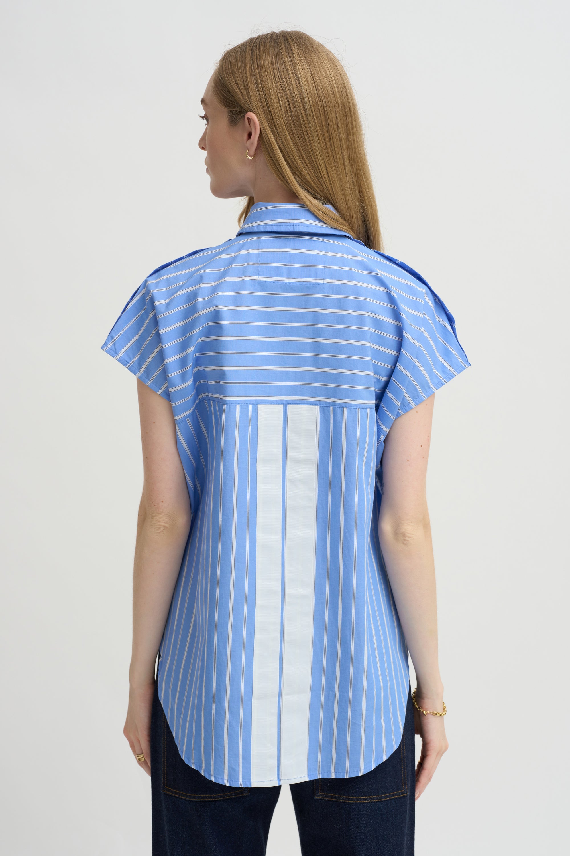 Woven Cap Sleeve, Blue Multi