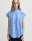 Woven Cap Sleeve, Blue Multi