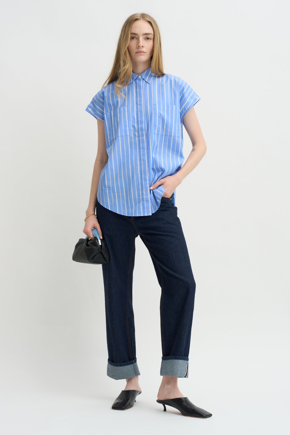 Woven Cap Sleeve, Blue Multi