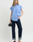 Woven Cap Sleeve, Blue Multi