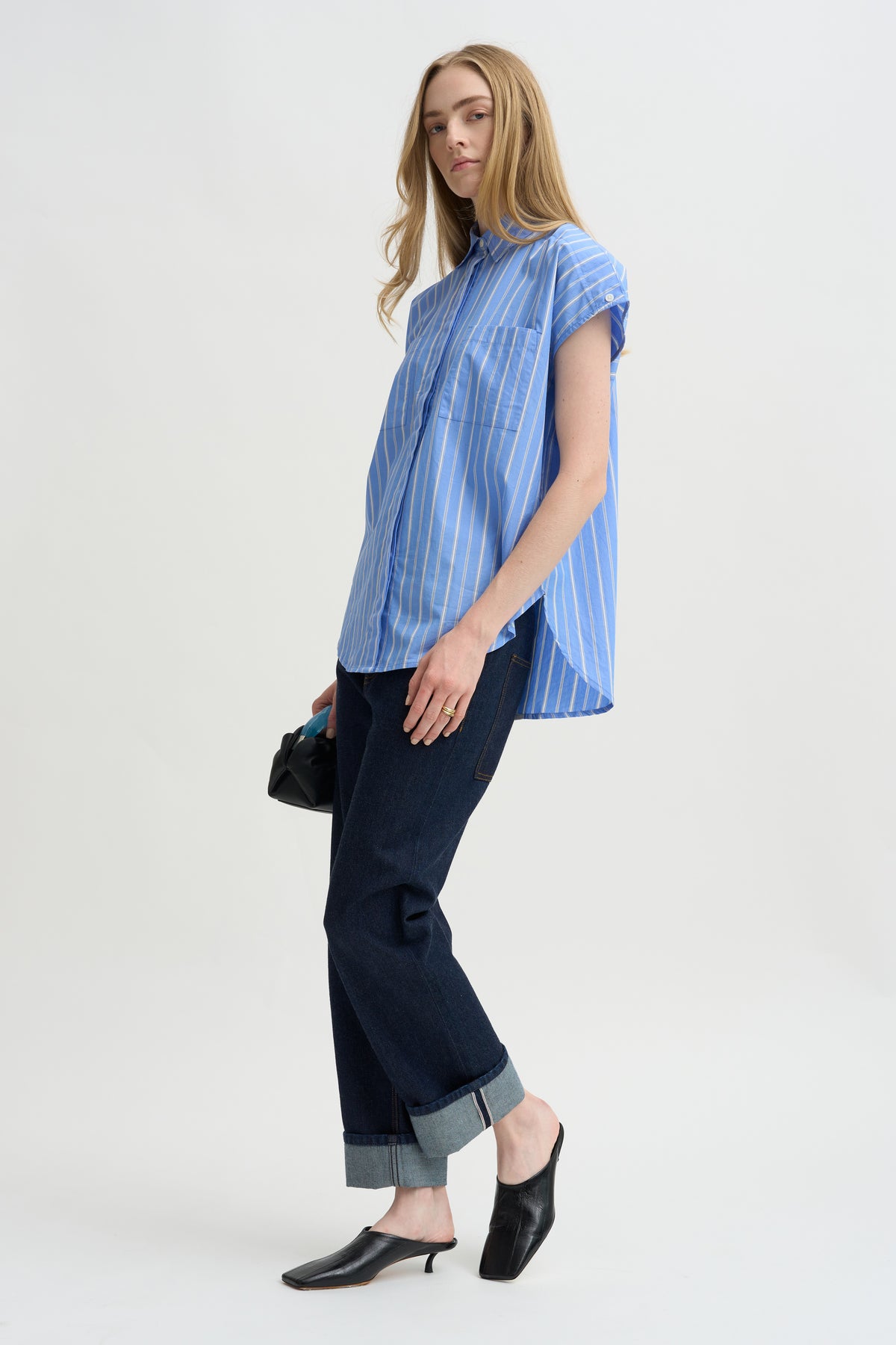 Woven Cap Sleeve, Blue Multi