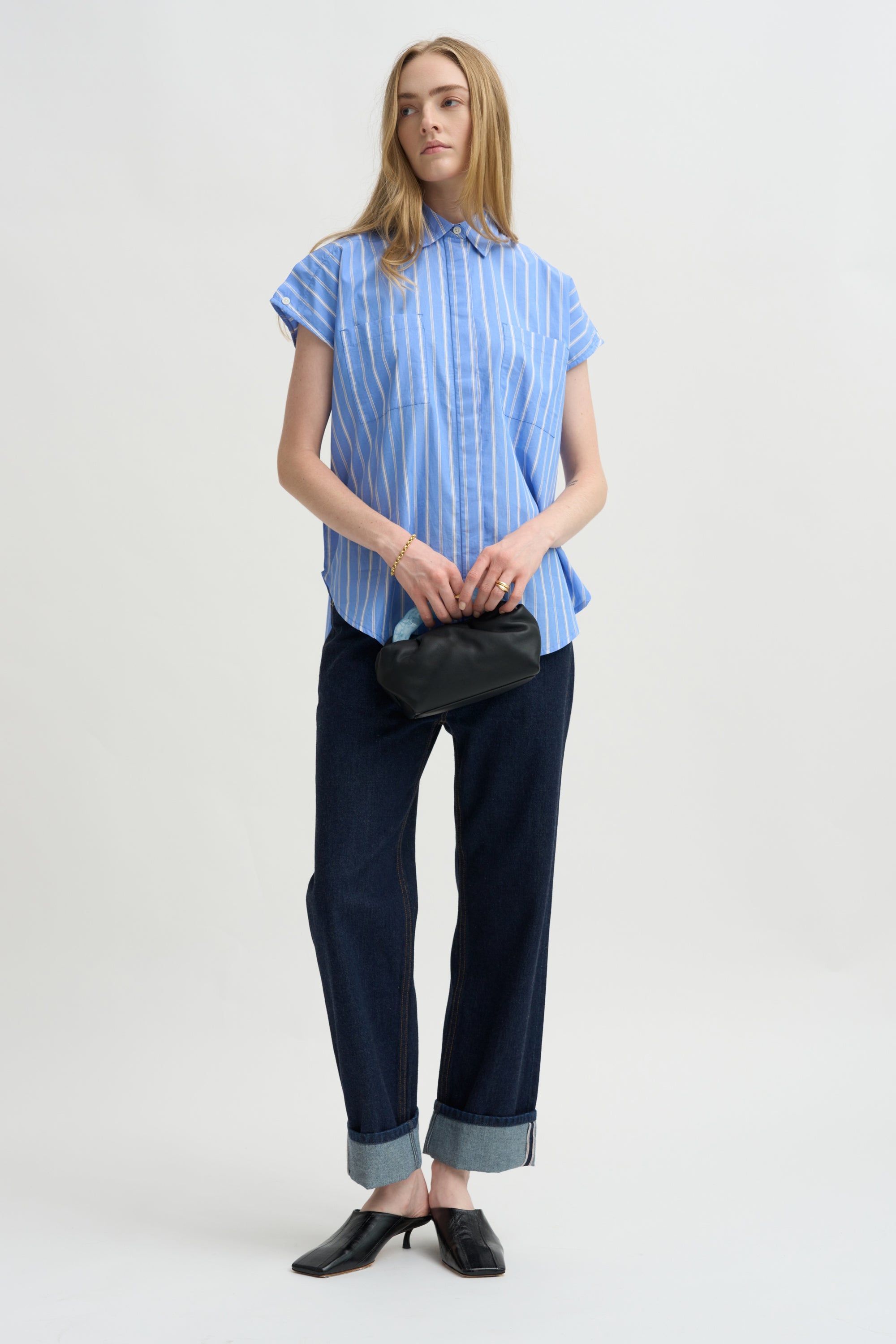 Woven Cap Sleeve, Blue Multi
