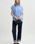 Woven Cap Sleeve, Blue Multi