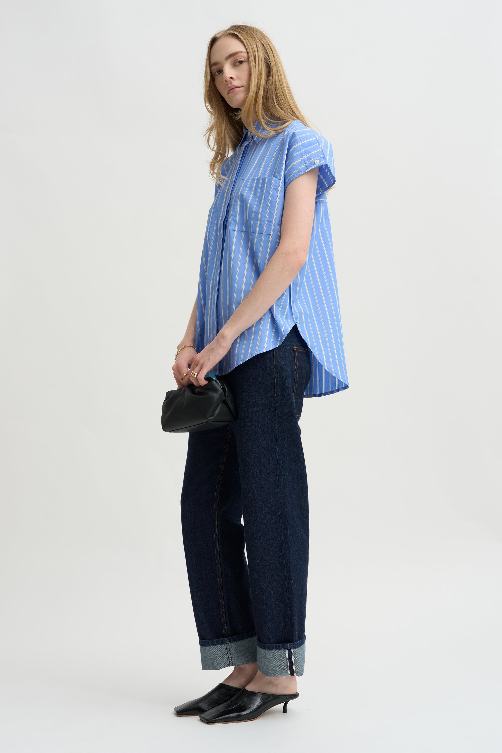 Woven Cap Sleeve, Blue Multi