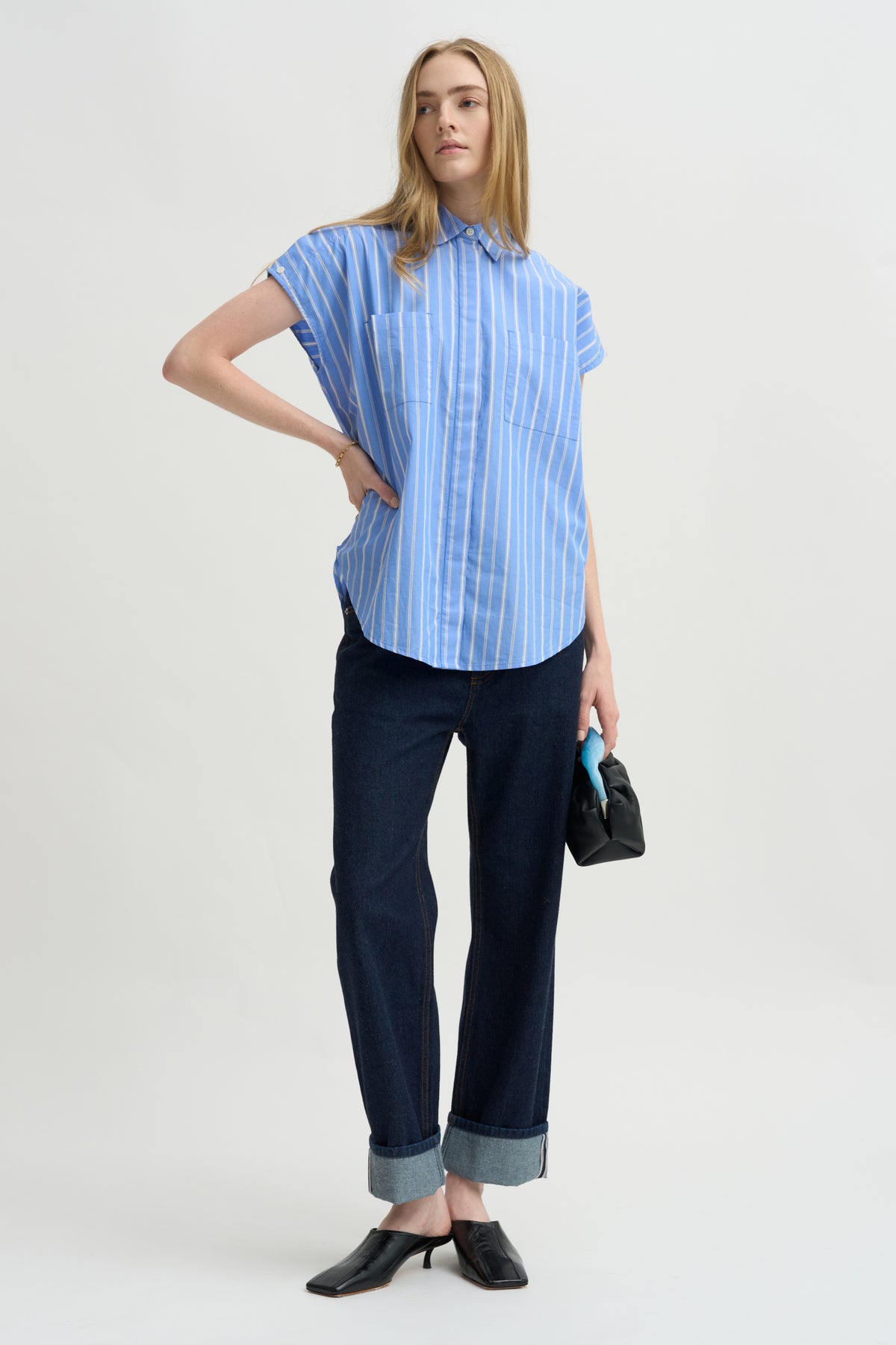 Woven Cap Sleeve, Blue Multi