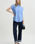 Woven Cap Sleeve, Blue Multi