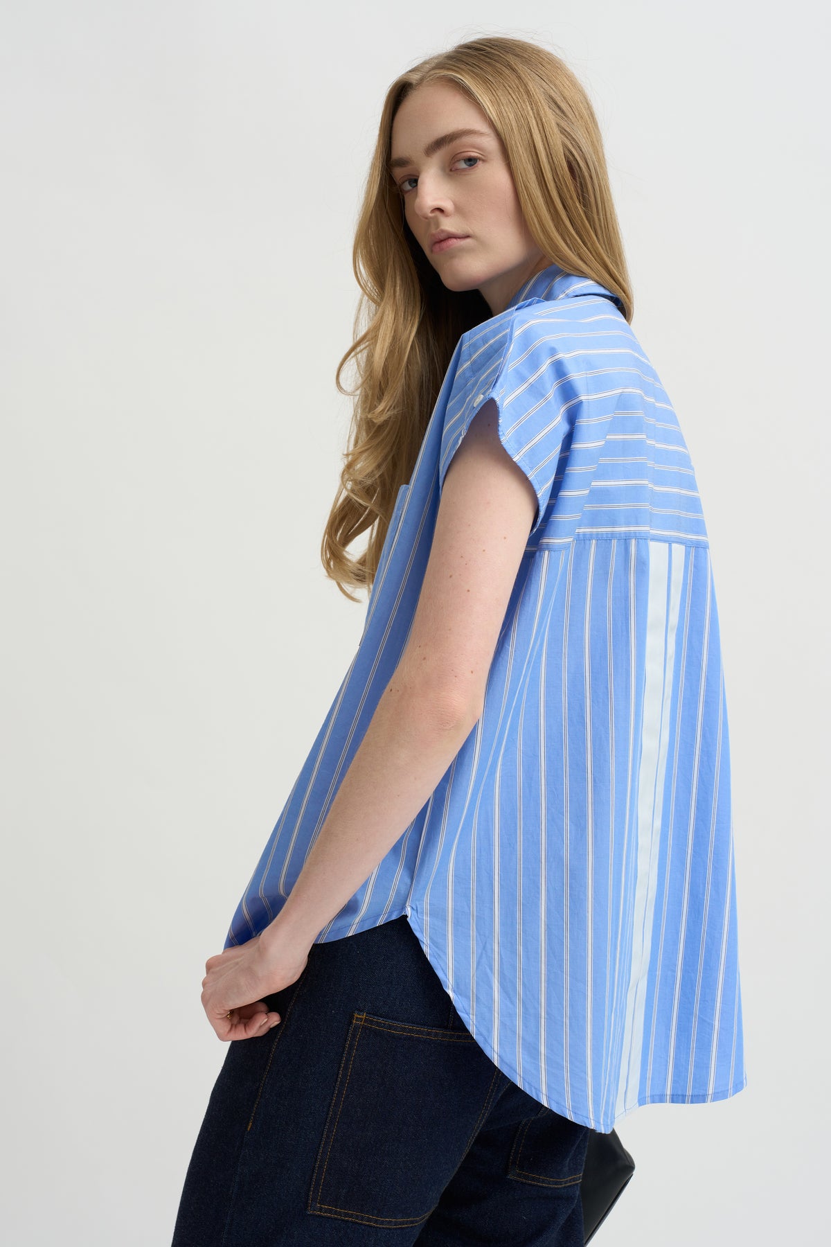Woven Cap Sleeve, Blue Multi