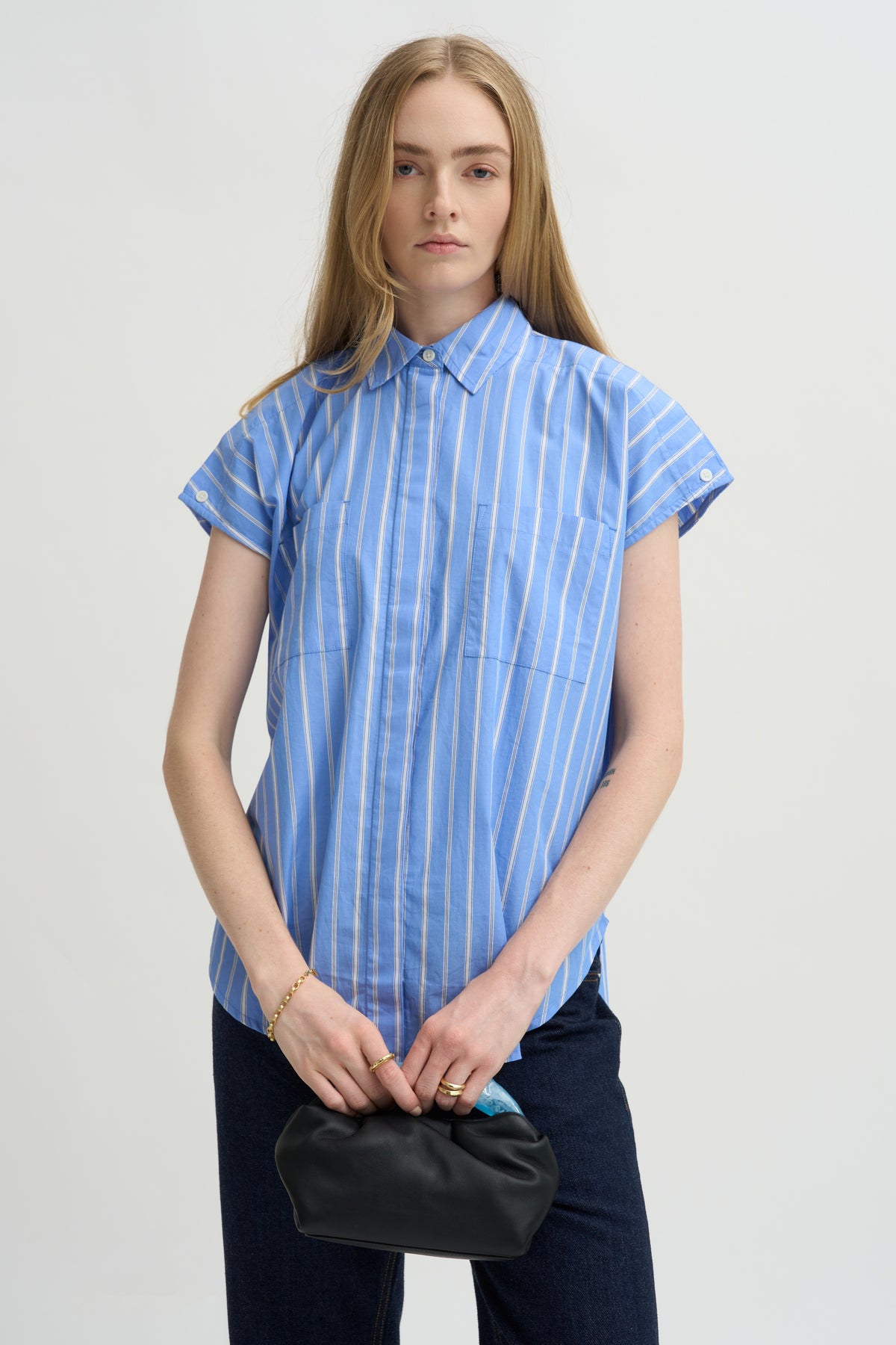 Woven Cap Sleeve, Blue Multi