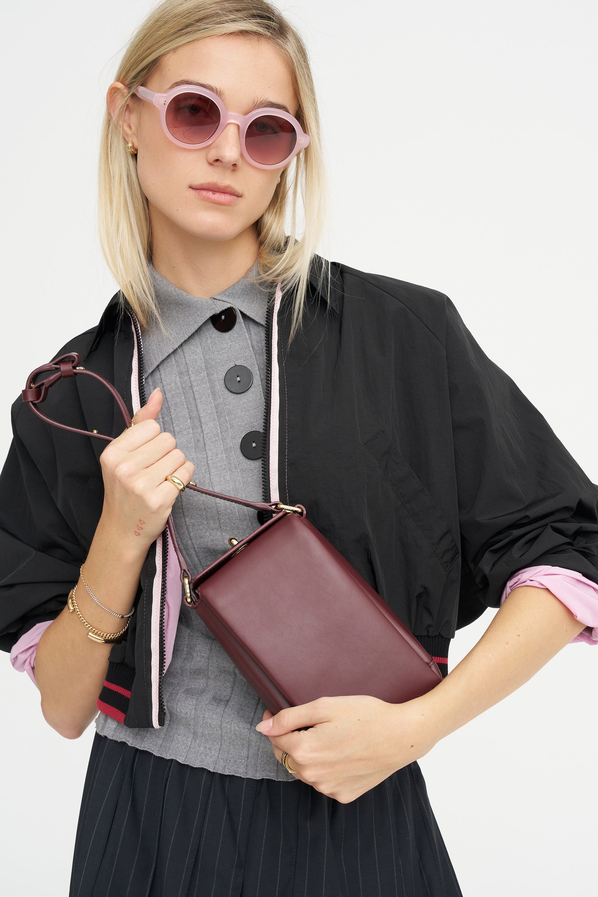 Folded Camera Bag, Burgundy