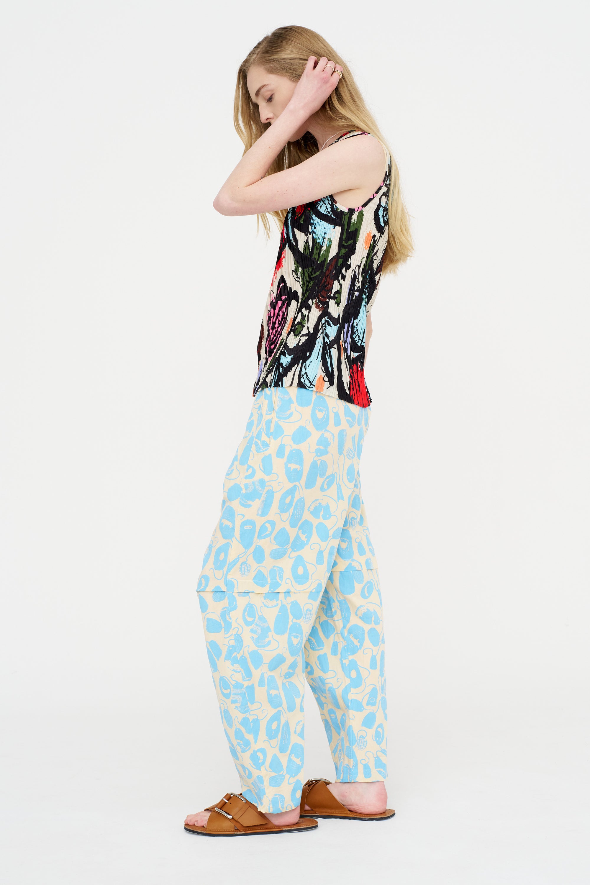 Sleeveless Plissé Top, Carrots