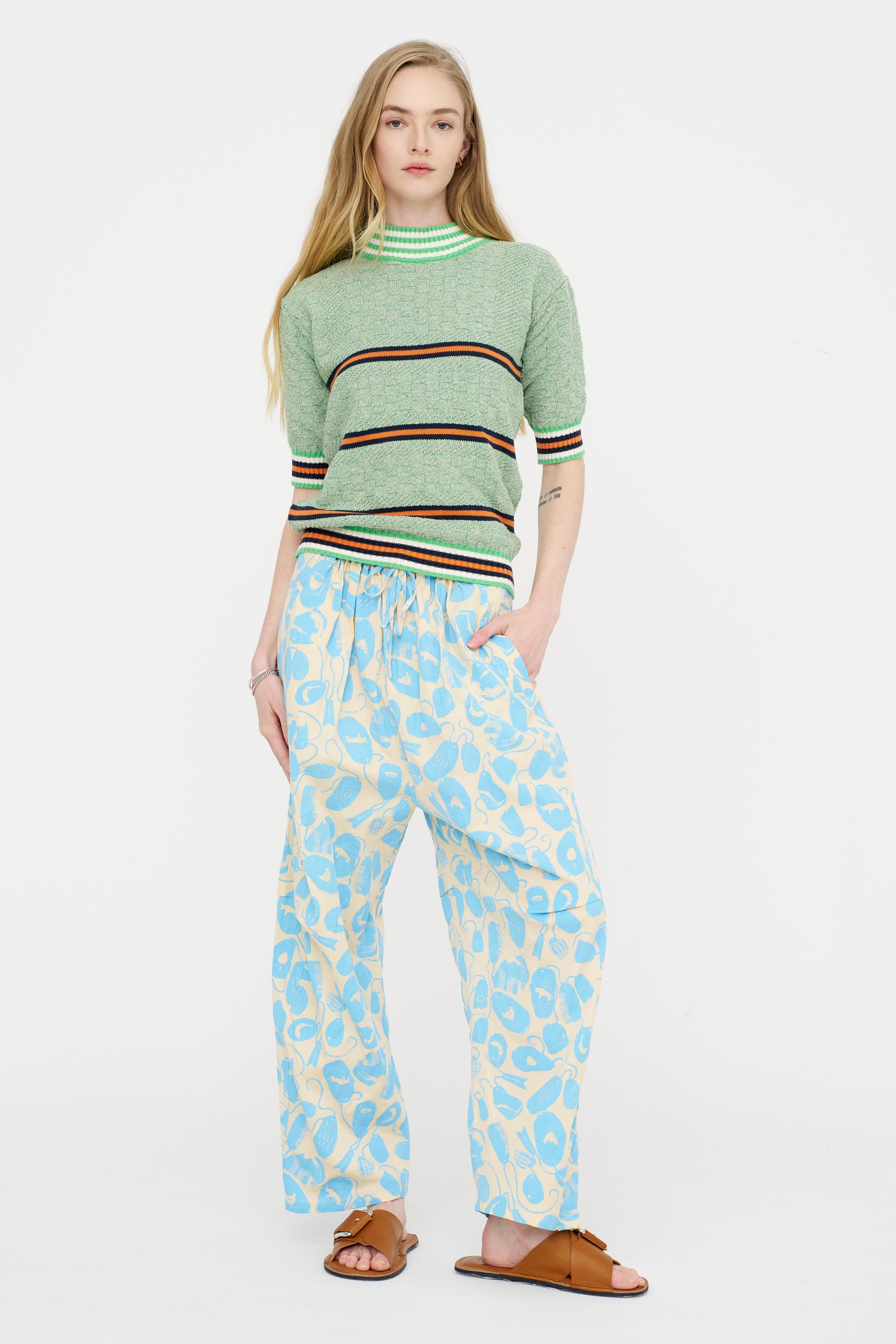 Drawstring Pants, Ecru Amulets