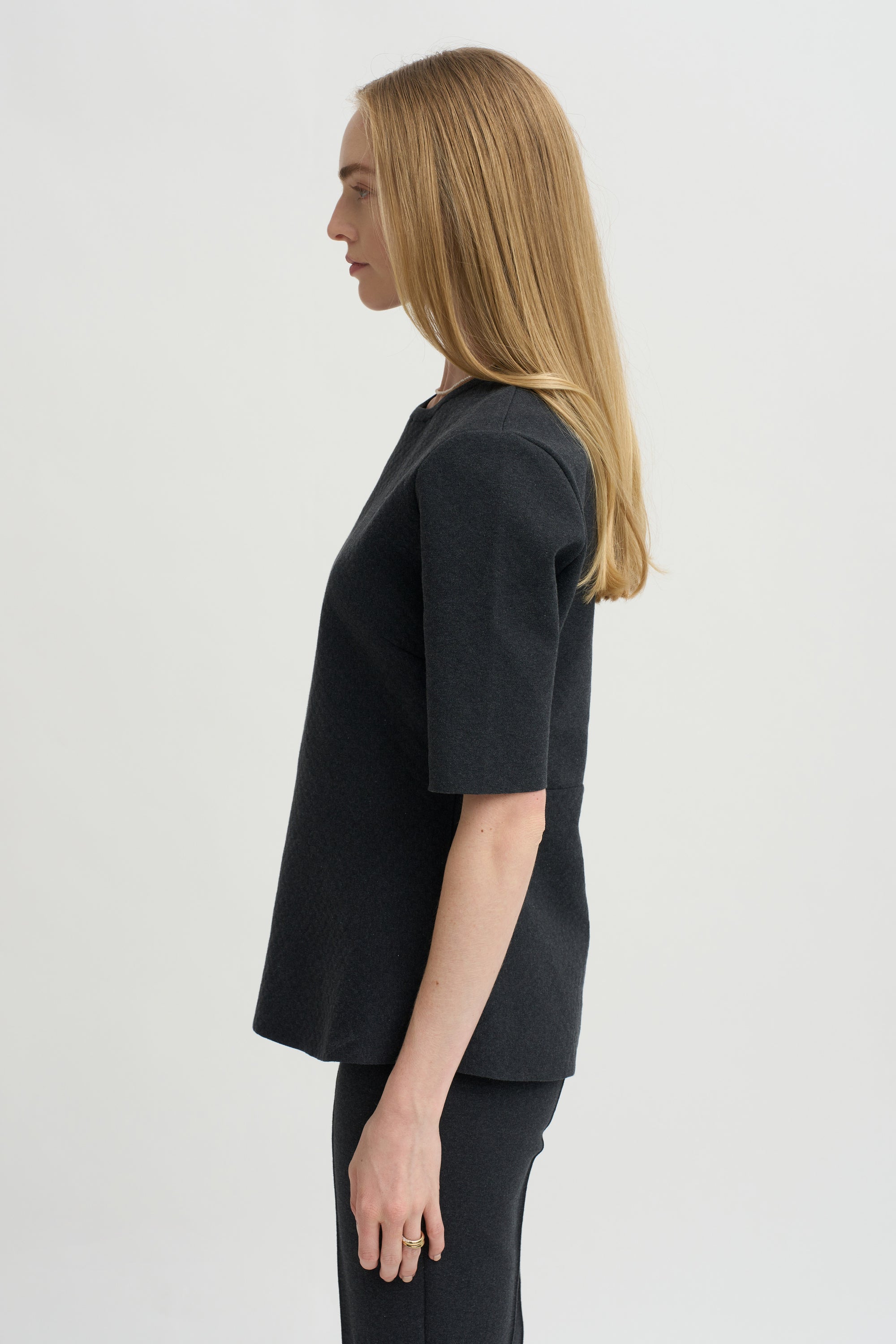 Mini Check Wes Top, Charcoal
