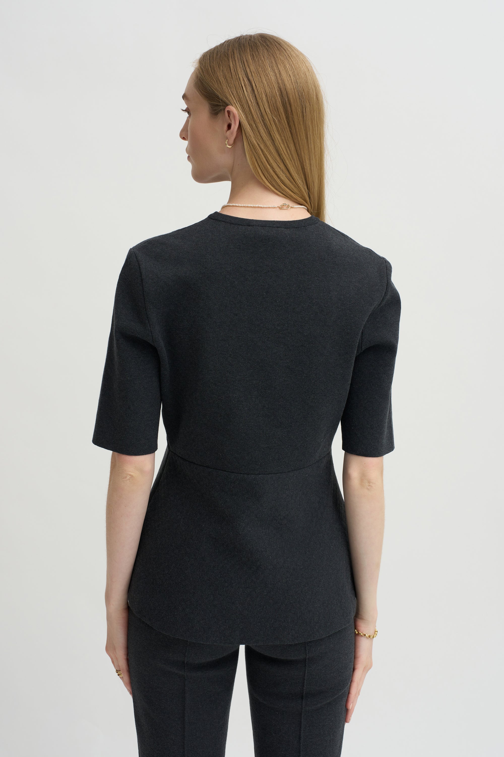 Mini Check Wes Top, Charcoal