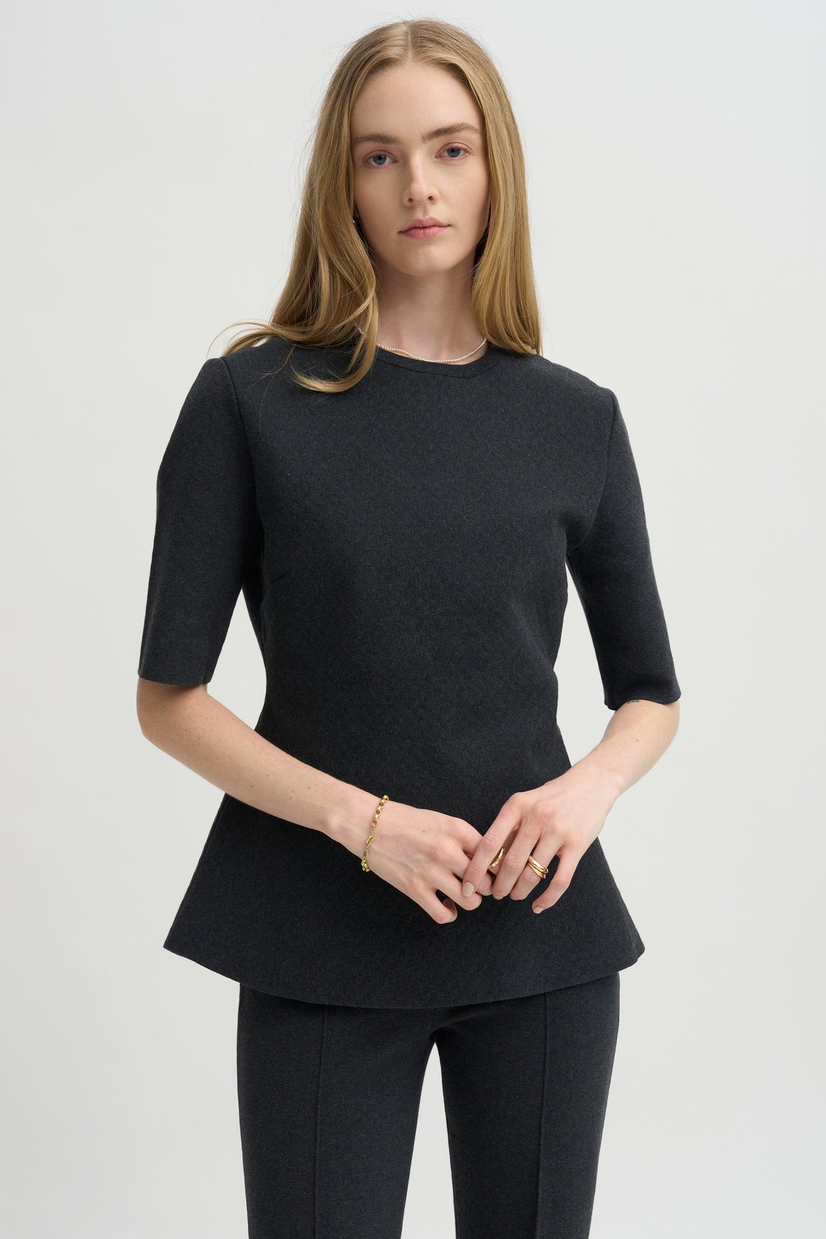 Mini Check Wes Top, Charcoal