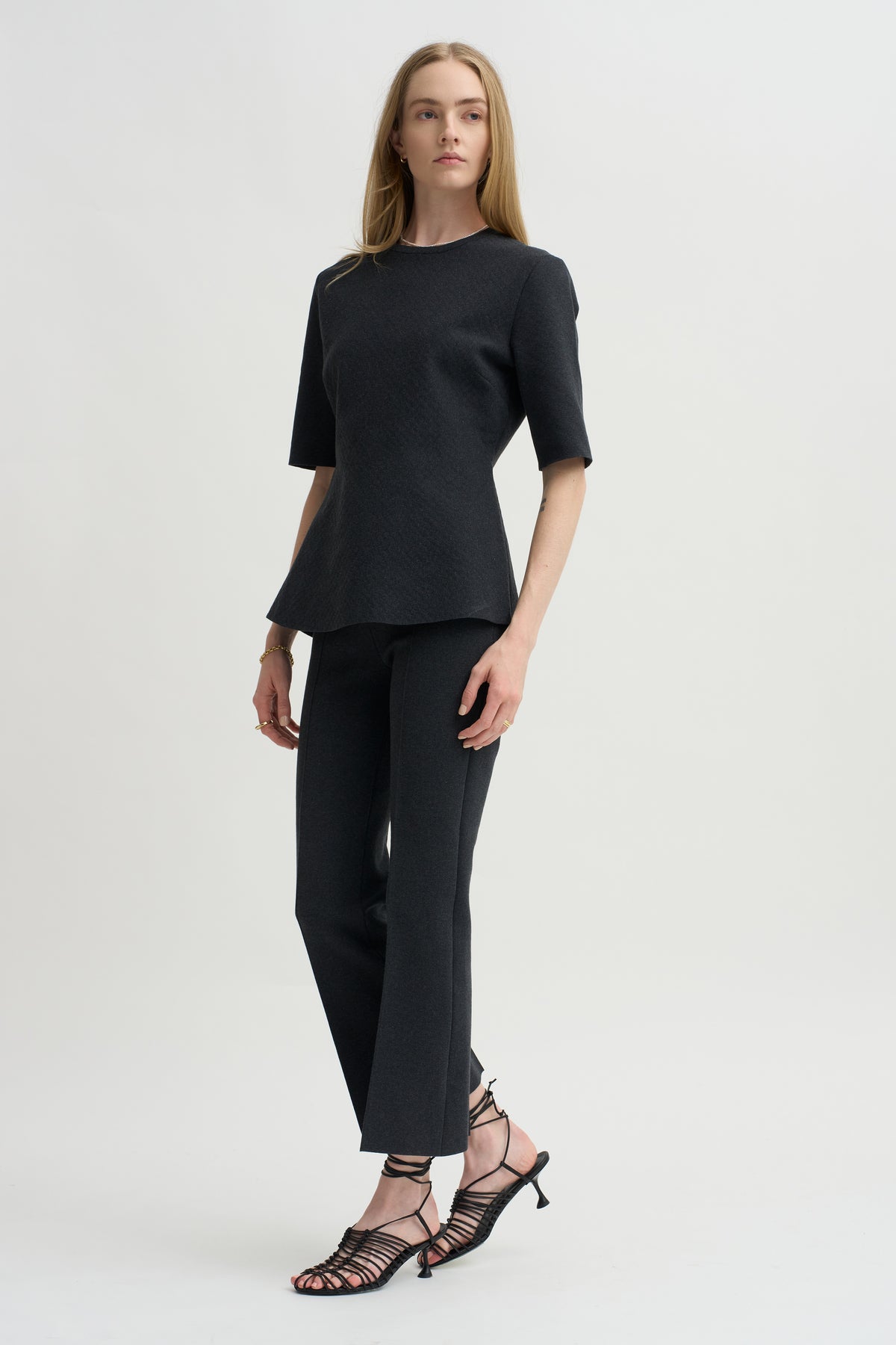 Mini Check Wes Top, Charcoal