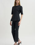 Mini Check Wes Top, Charcoal